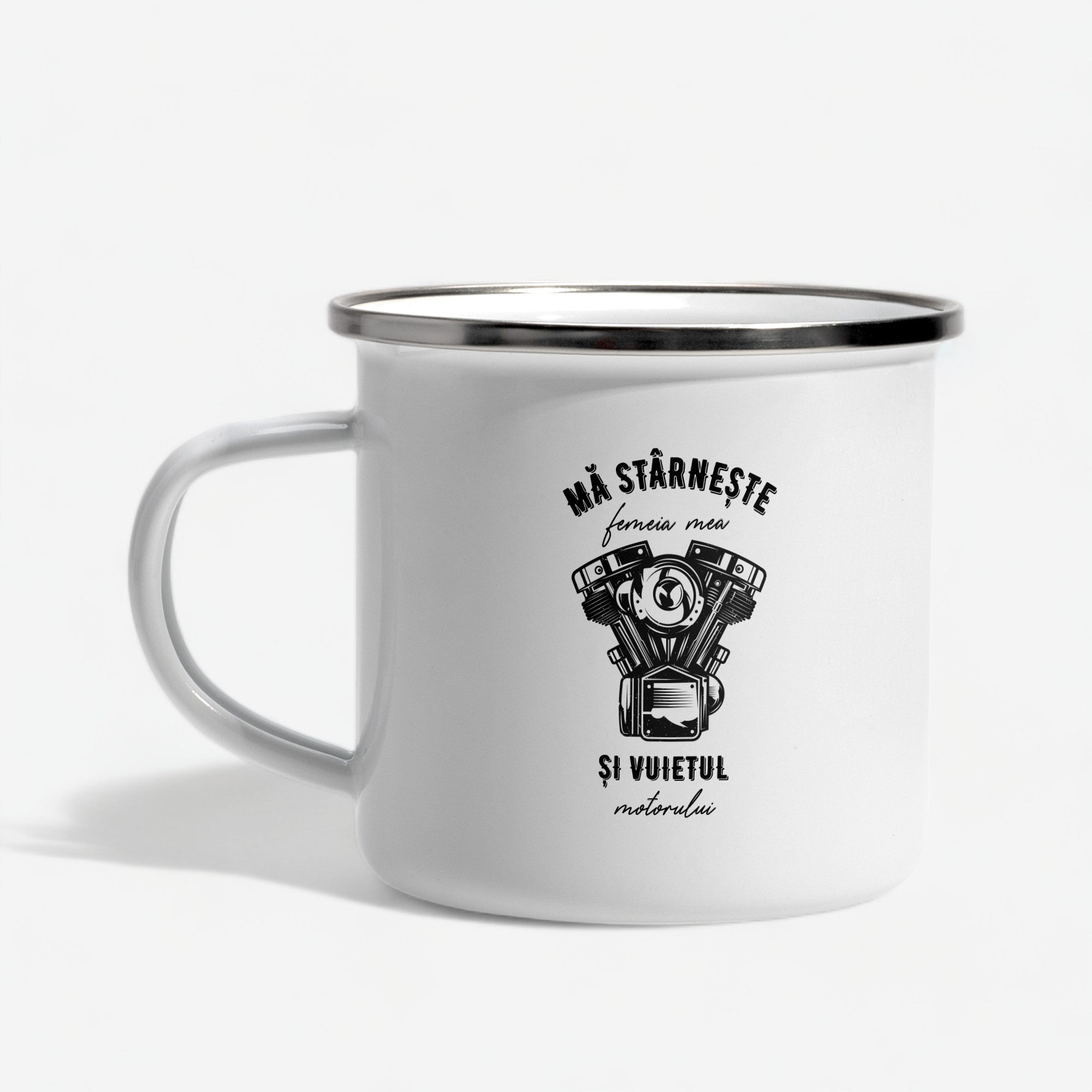 Personalizowany emaliowany kubek motocyklisty - prezent dla niego prezent dla motocyklisty kubek z nadrukiem