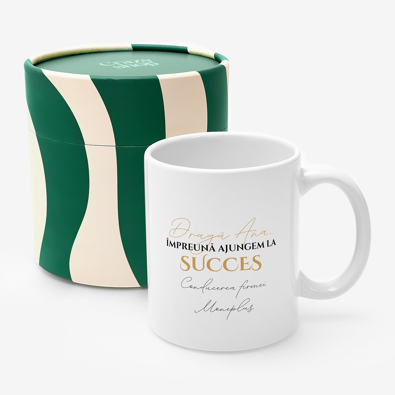 Cană în tub decorativ pentru un angajat