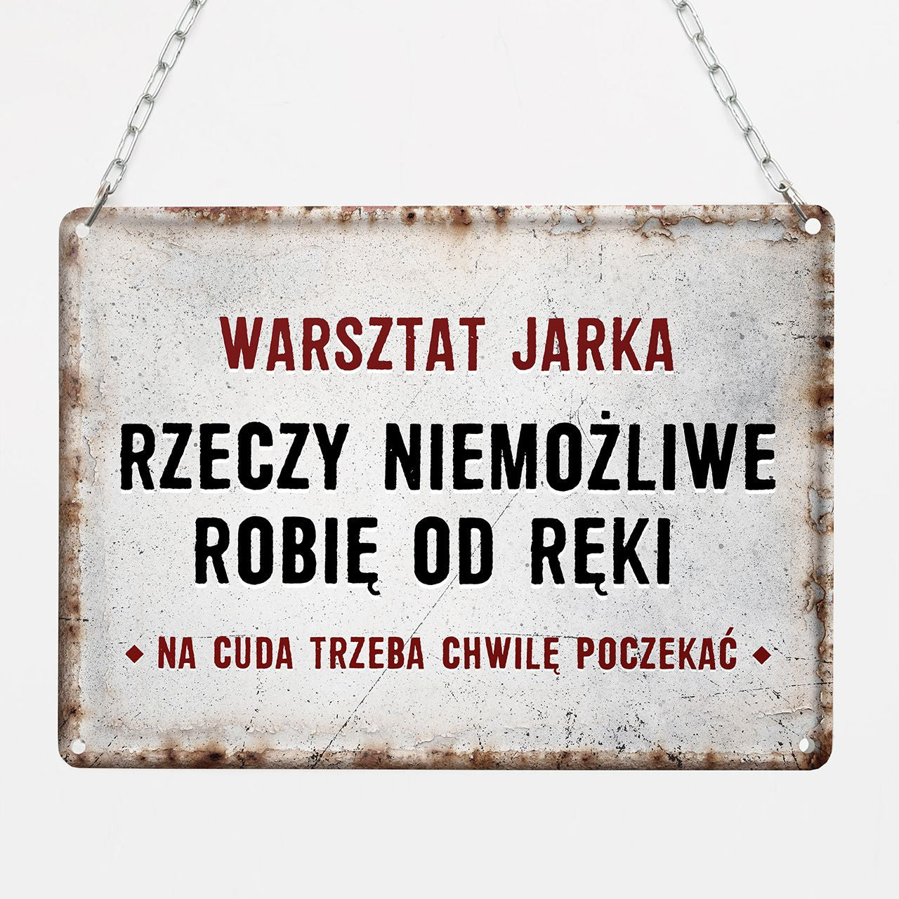 Personalizowana tabliczka na warsztat na prezent dla majsterkowicza