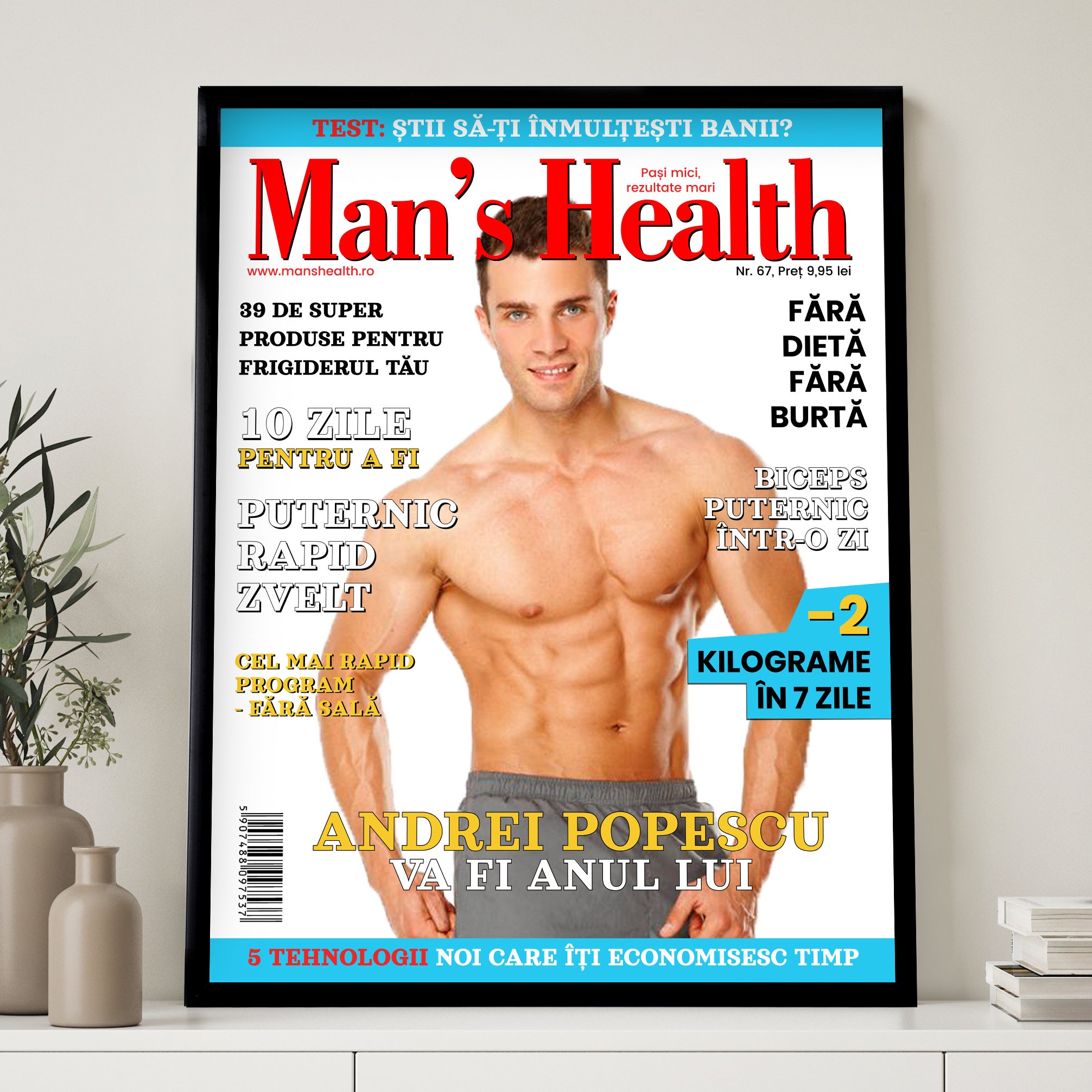 Plakat ze zdjęciem okładka gazety Mans Health prezent dla sportowca plakat personalizowany