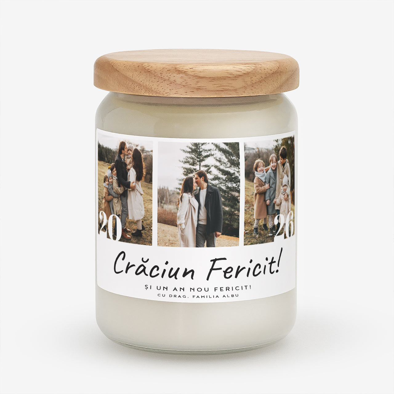 Lumânare de Crăciun cu fotografie – cadou pentru familie de pus sub brad