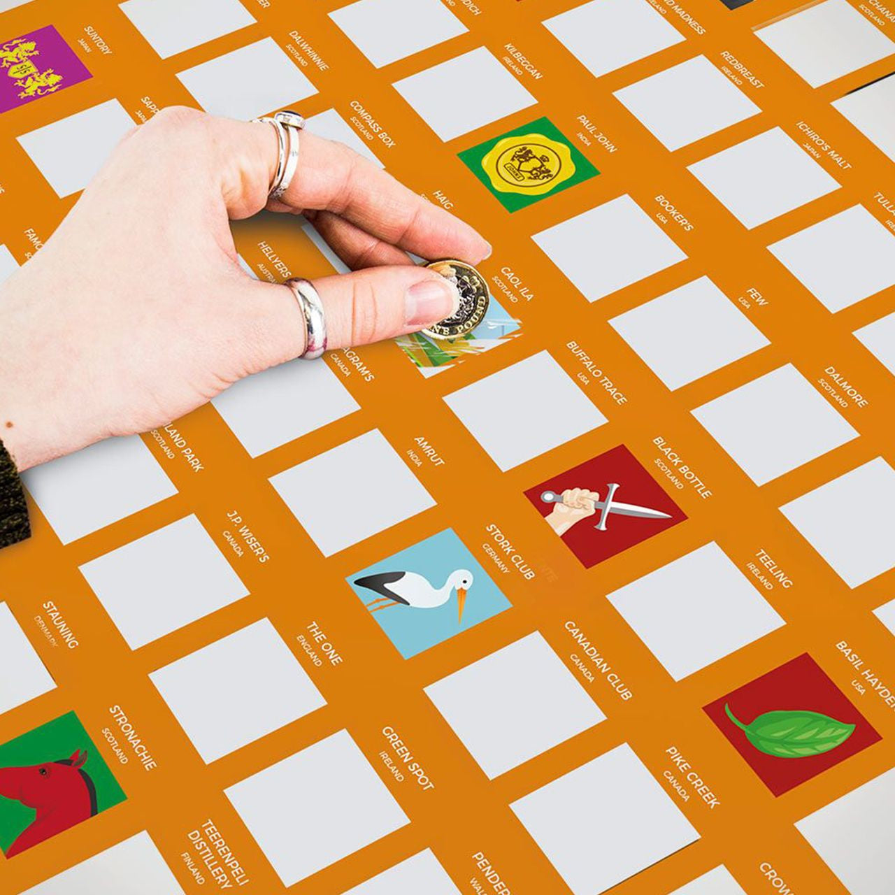 Plakat ze zdrapką 100 Whisky plakat whisky prezent na parapetówkę prezent dla pary