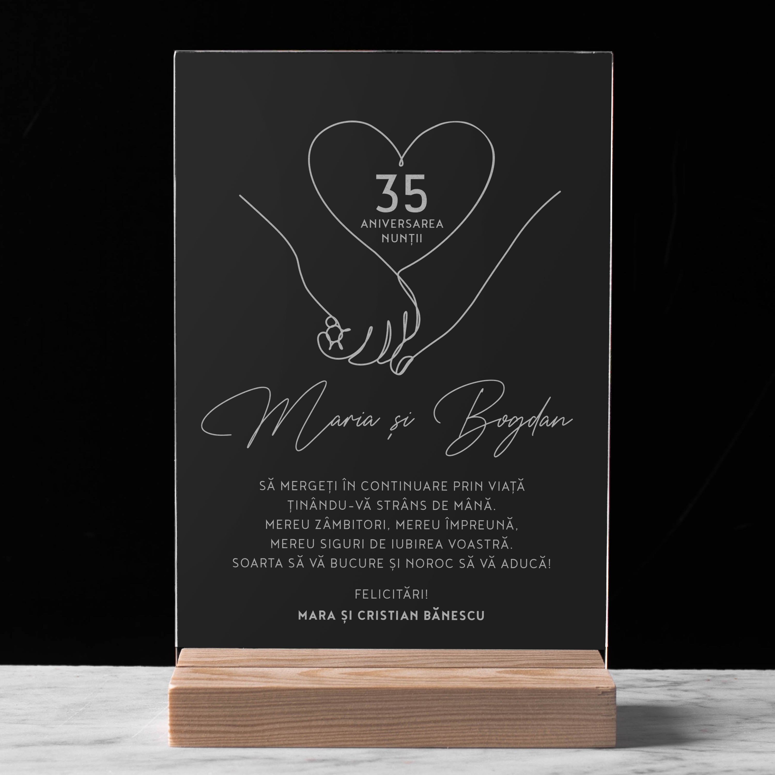 Placă de plexiglas cu mesaj pentru aniversarea nunții - Împreună toată viața