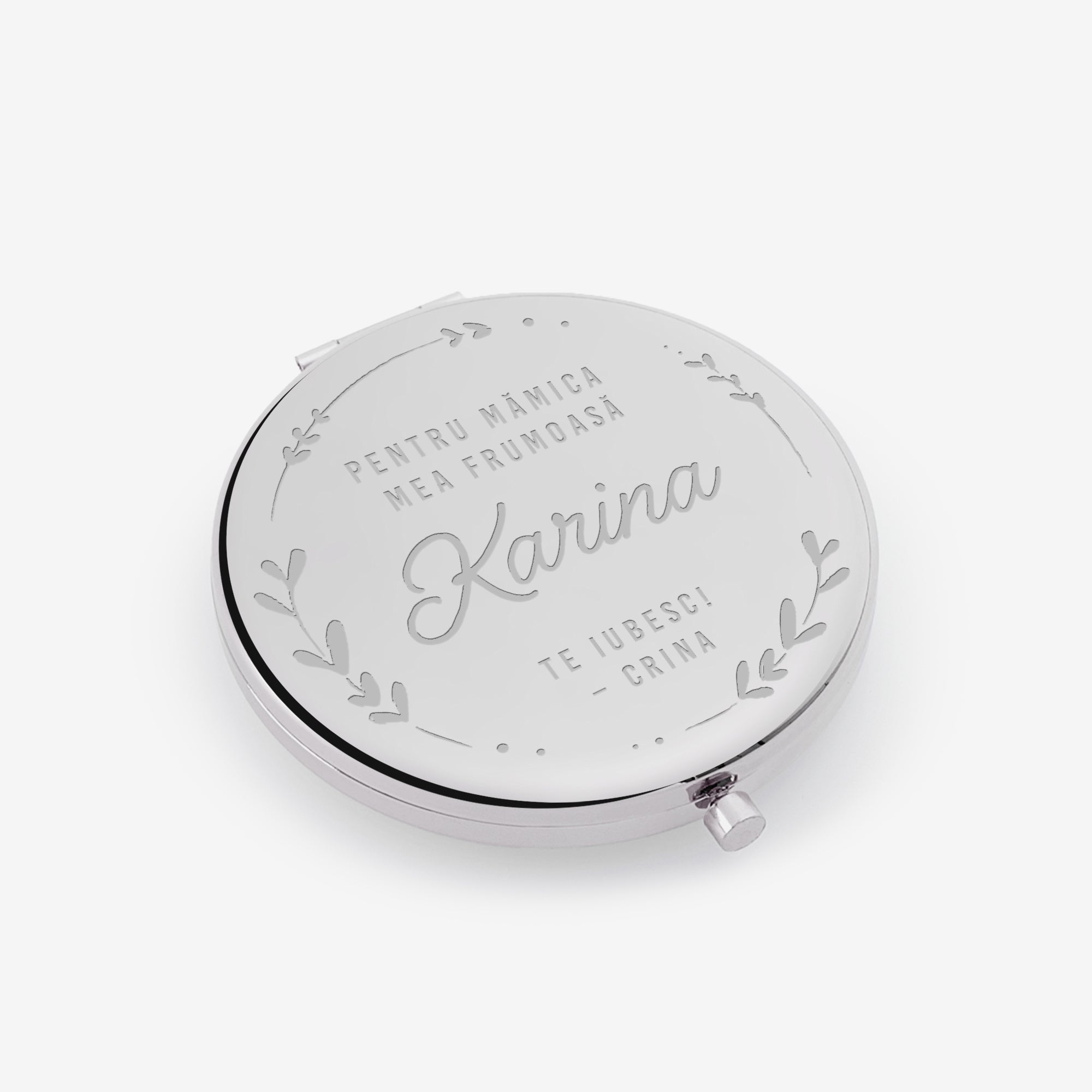 Srebrne lusterko z grawerem - prezent dla mamy lusterko kieszonkowe prezent na dzień mamy
