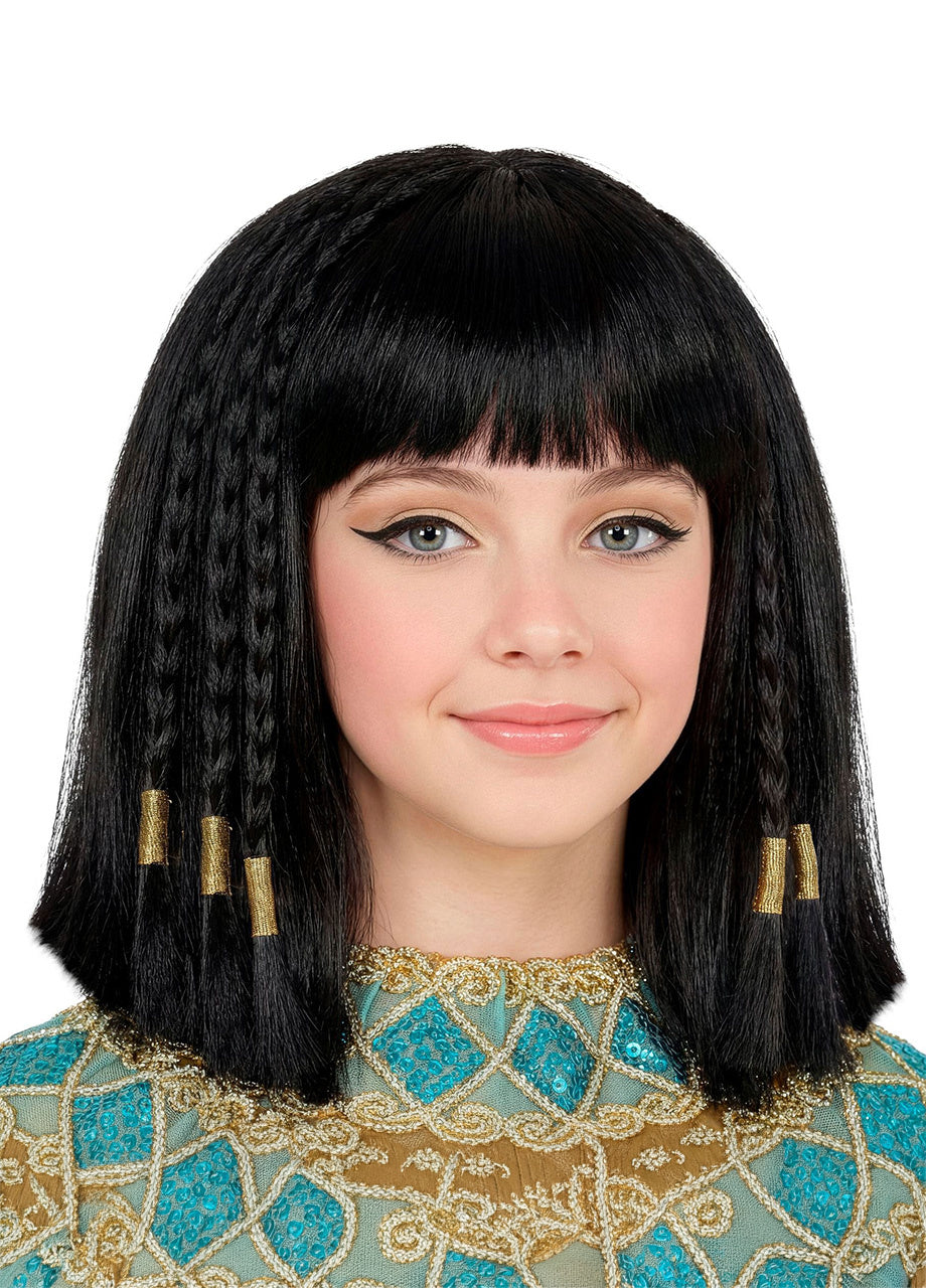 Neagră perucă CLEOPATRA cu ozdobnymi warkoczykami