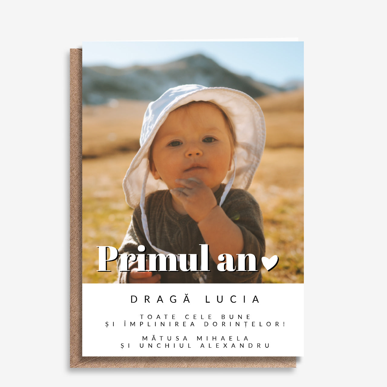 Felicitare personalizată pentru primul an - felicitare cu fotografie