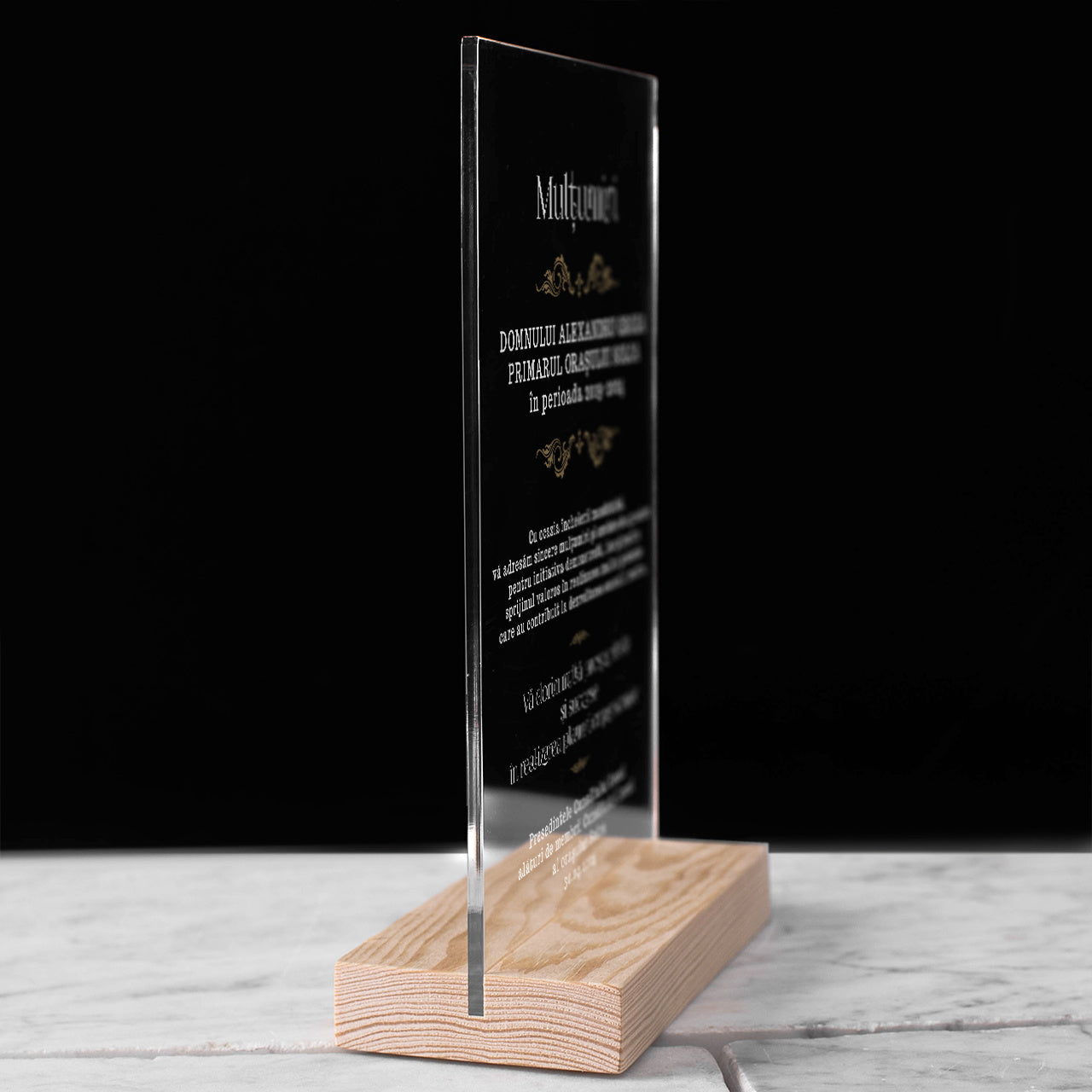 Plachetă de mulțumire pentru primar