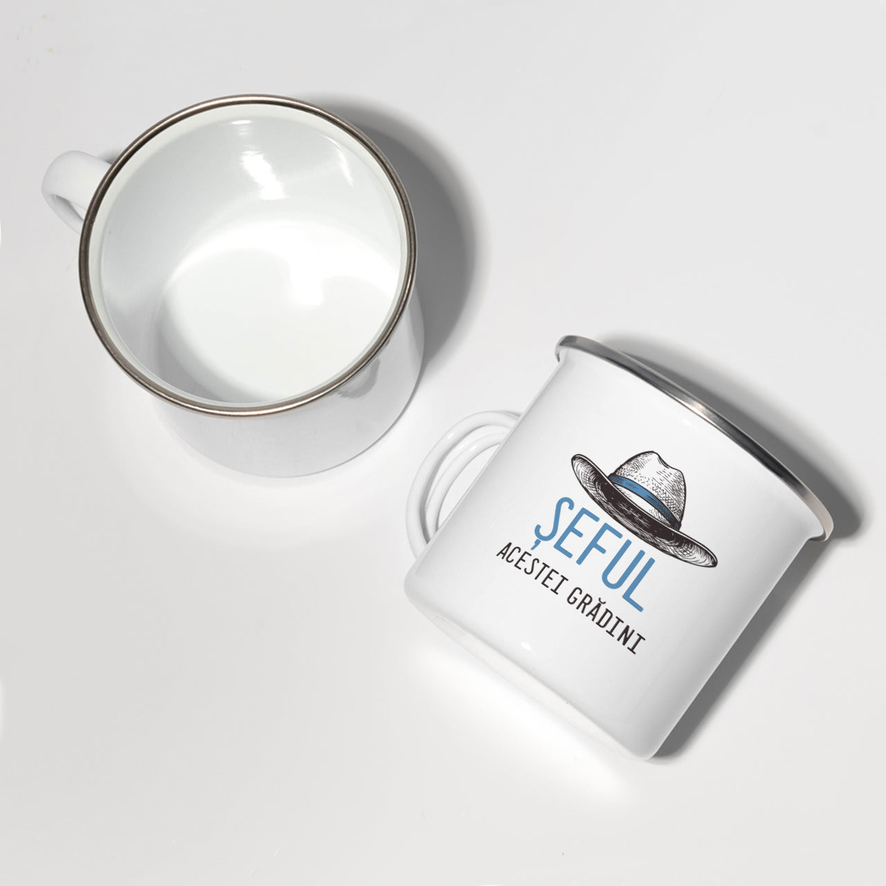 Komplet personalizowanych kubków emaliowanych - Szefowie Ogrodu - prezent dla pary ogrodników komplet kubków