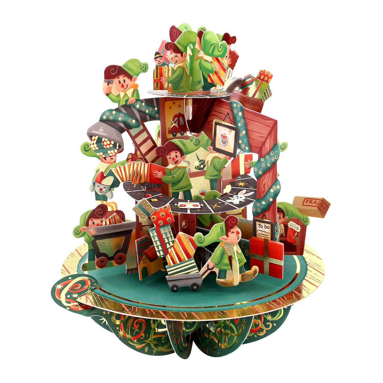 Świąteczna kartka 3D Warsztat Mikołaja kartki świąteczne świąteczna kartka kartka bożonarodzeniowa