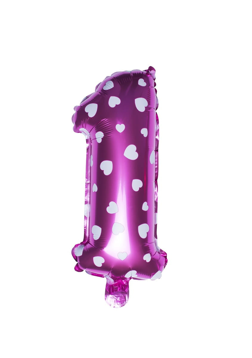 Balon din folie pentru aer CIFRĂ 1 roz 40 cm