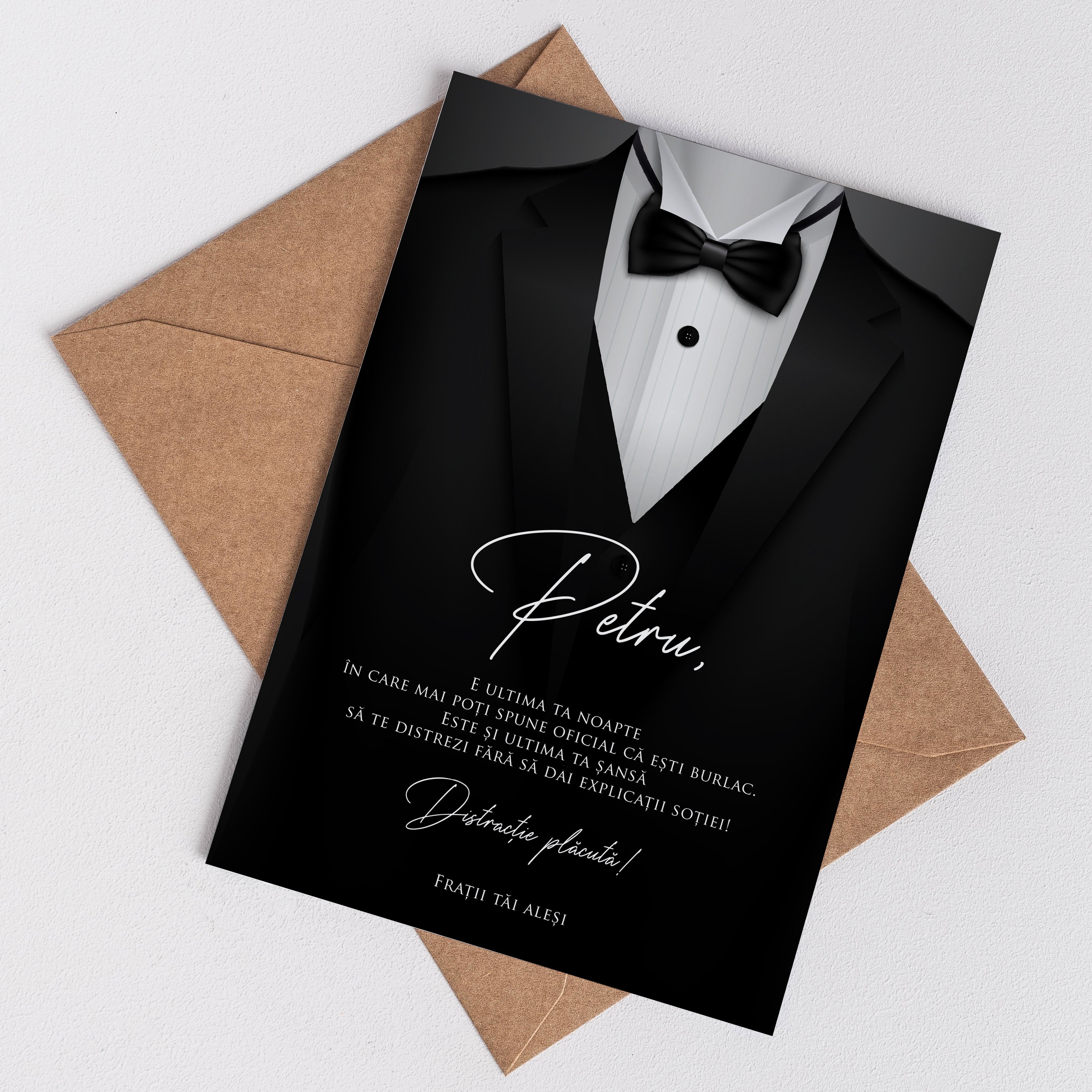 Felicitare personalizată pentru petrecerea burlacilor