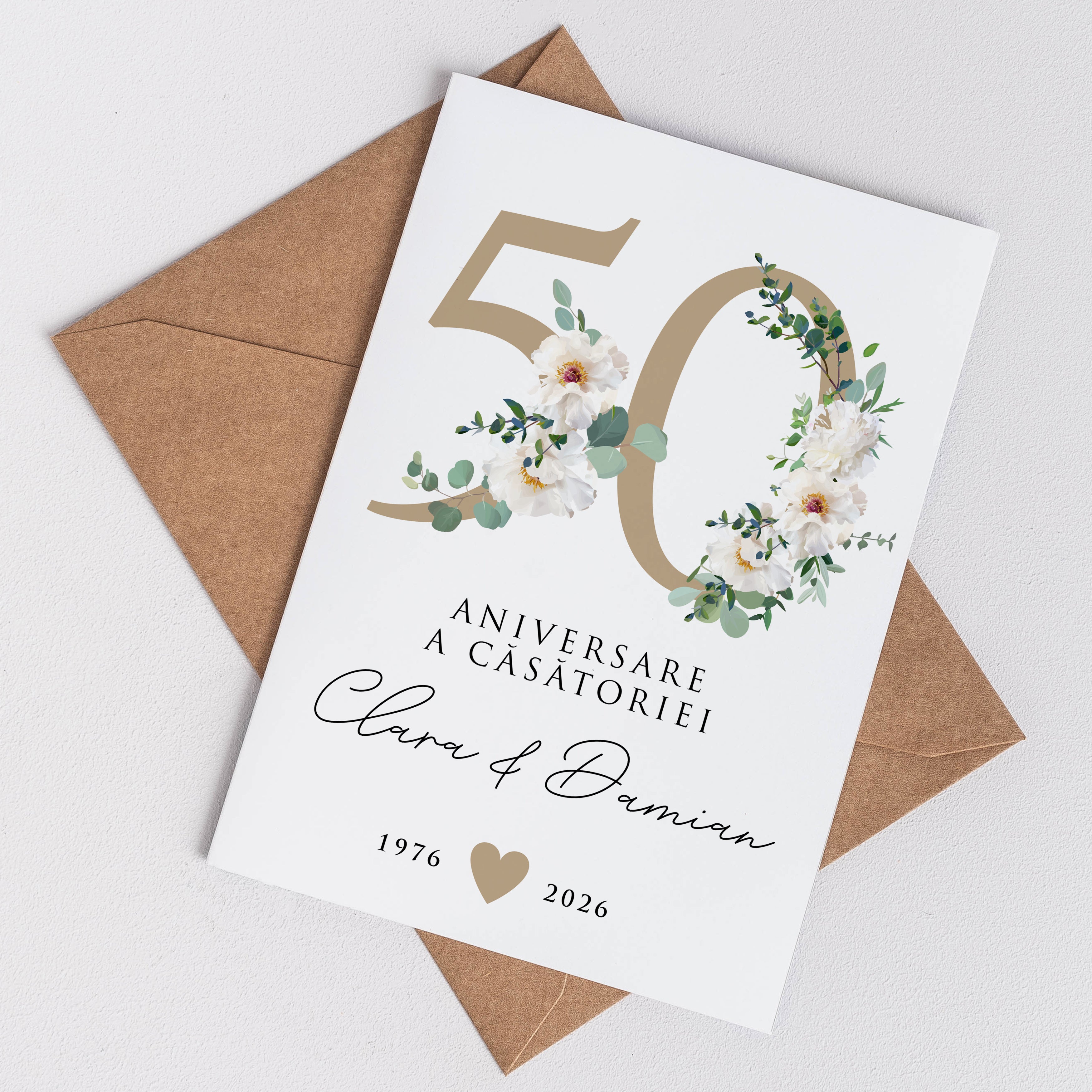 Felicitare pentru nunta de aur – cadou pentru aniversarea a 50 de ani de căsătorie