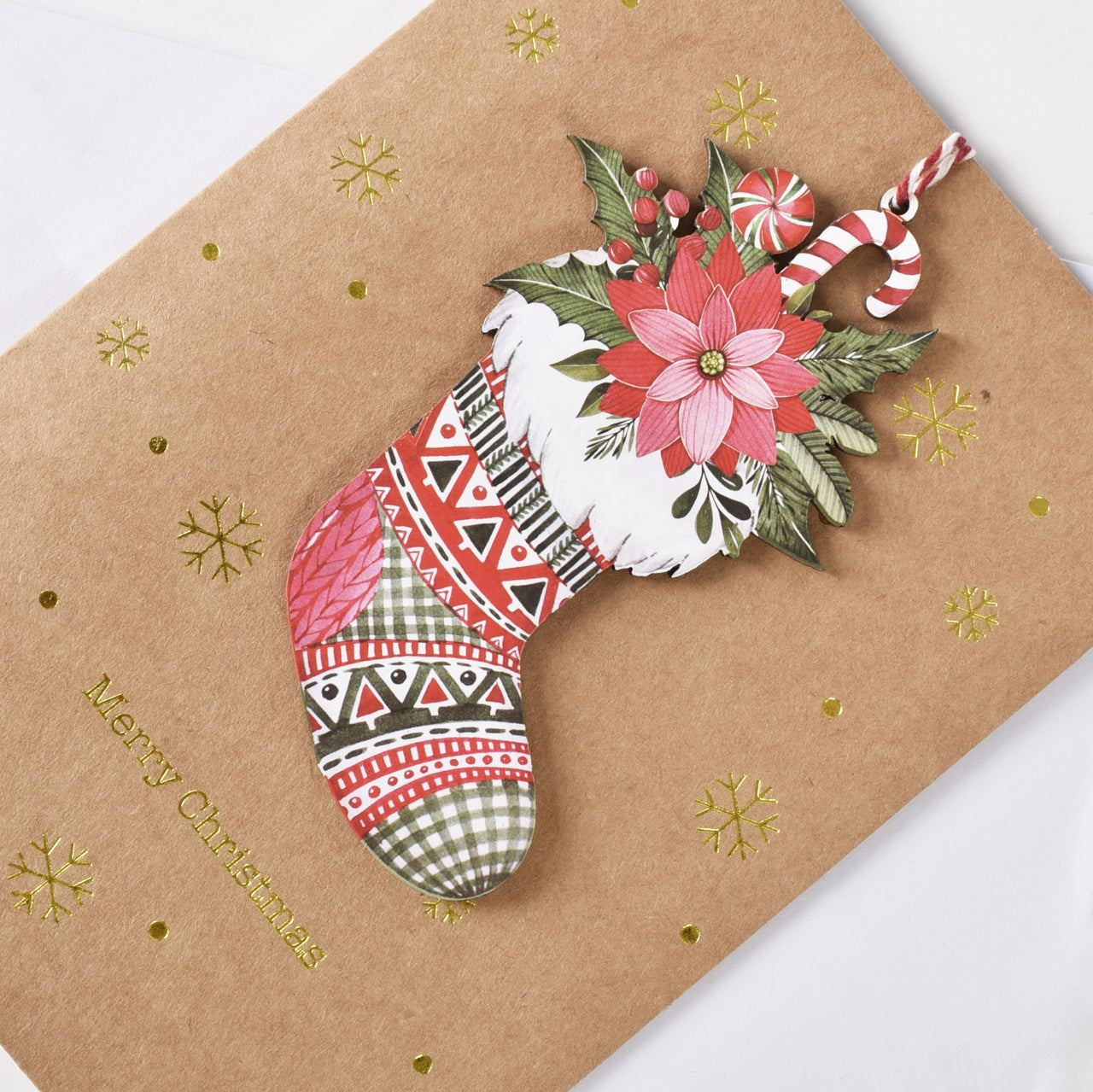 Wyjątkowa kartka na Boże Narodzenie Skarpeta Świąteczna kartki na święta kartka świąteczna świąteczna kartka