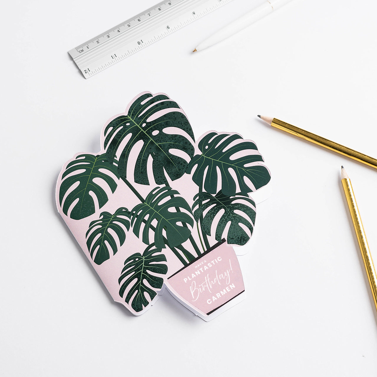 Personalizowana kartka urodzinowa dla miłośniczki roślin - Monstera kartka personalizowana upominek dla niej