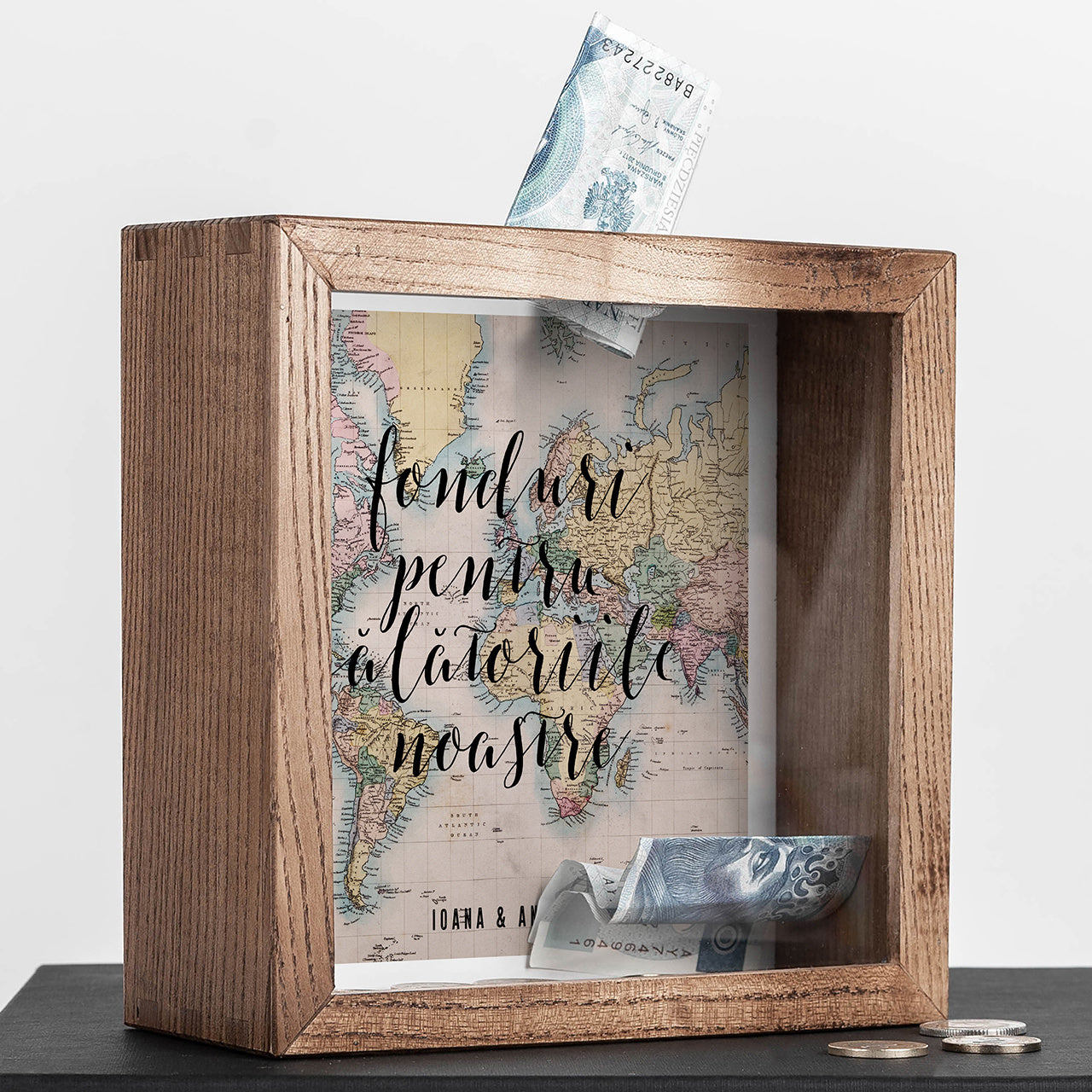 Personalizowana skarbonka dla podróżnika skarbonka z napisem prezent dla podróżnika skarbonka na prezent