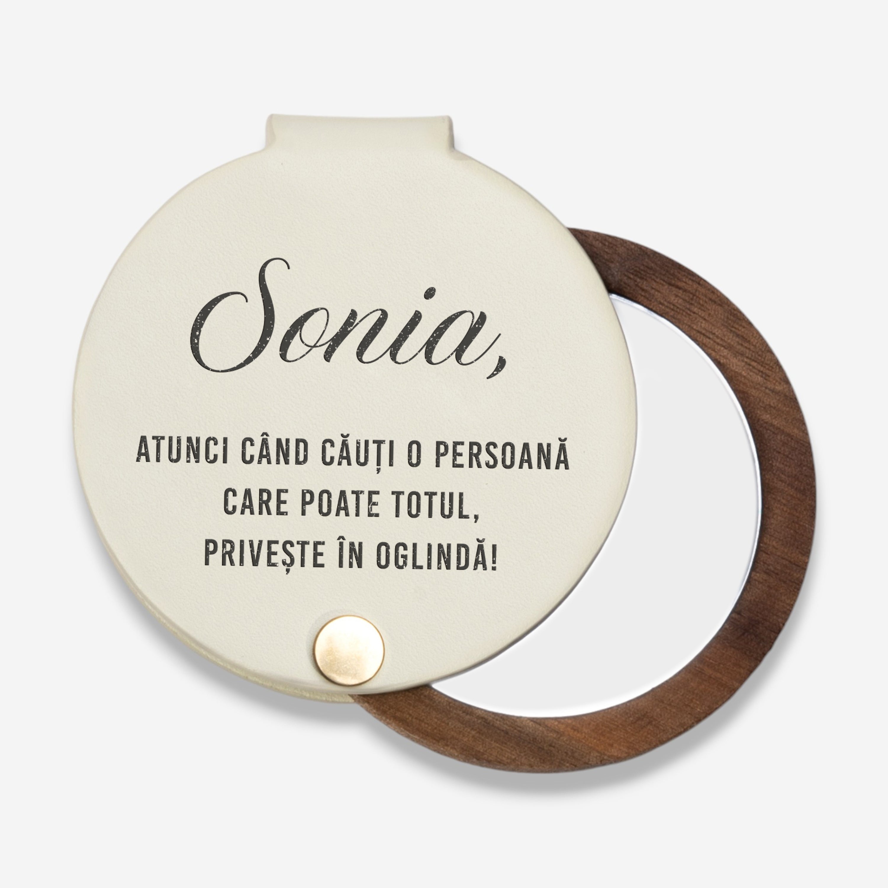 Personalizowane lusterko kieszonkowe - prezent motywacyjny lusterko z grawerem prezent dla przyjaciółki