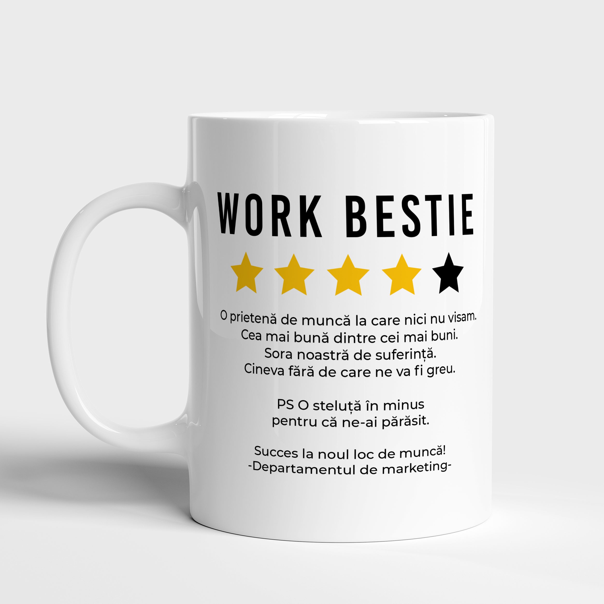Śmieszny kubek na odejście z pracy Work Bestie - prezent dla koleżanki kubek na pożegnanie koleżanki