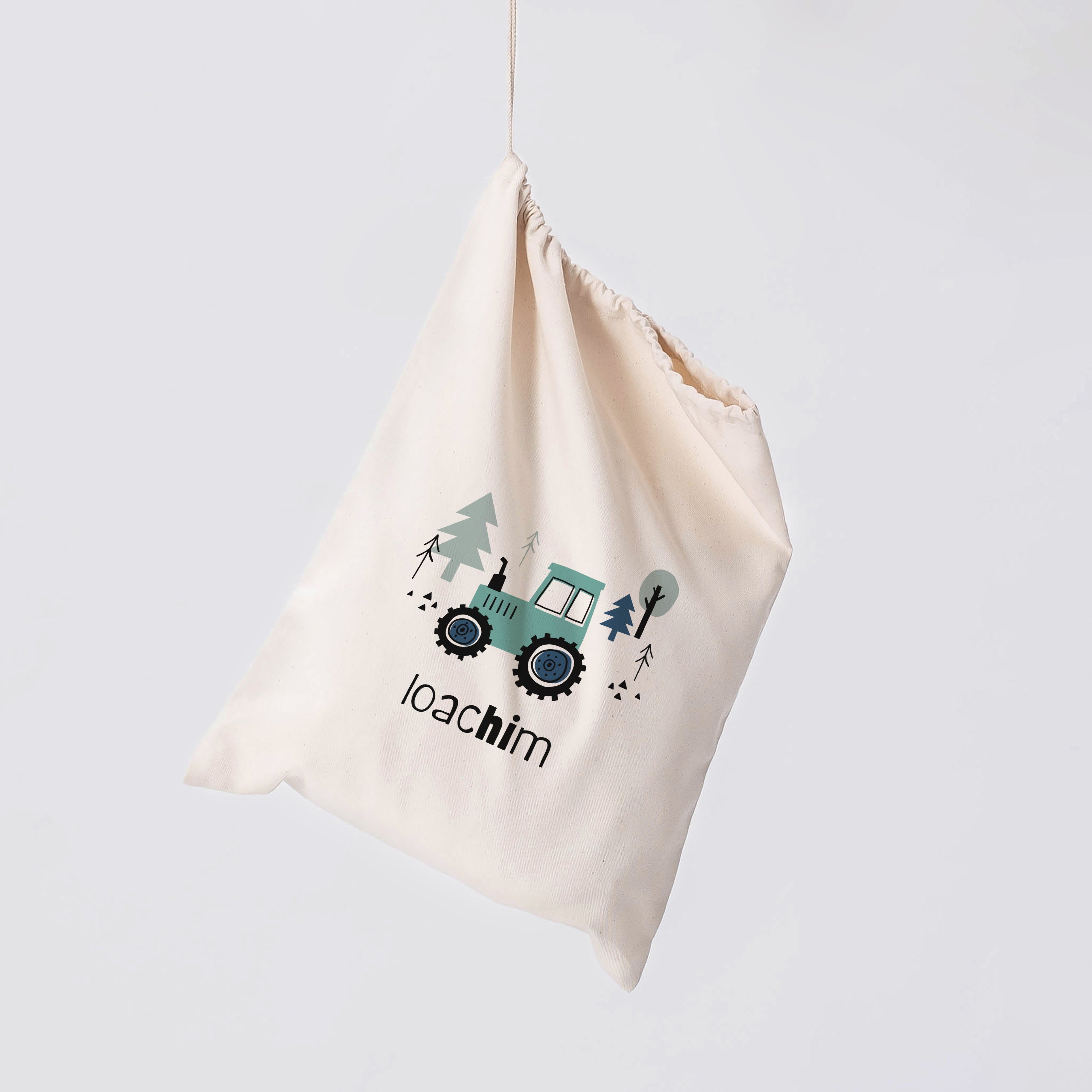 Săculeț pentru grădiniță cu nume – Tractor