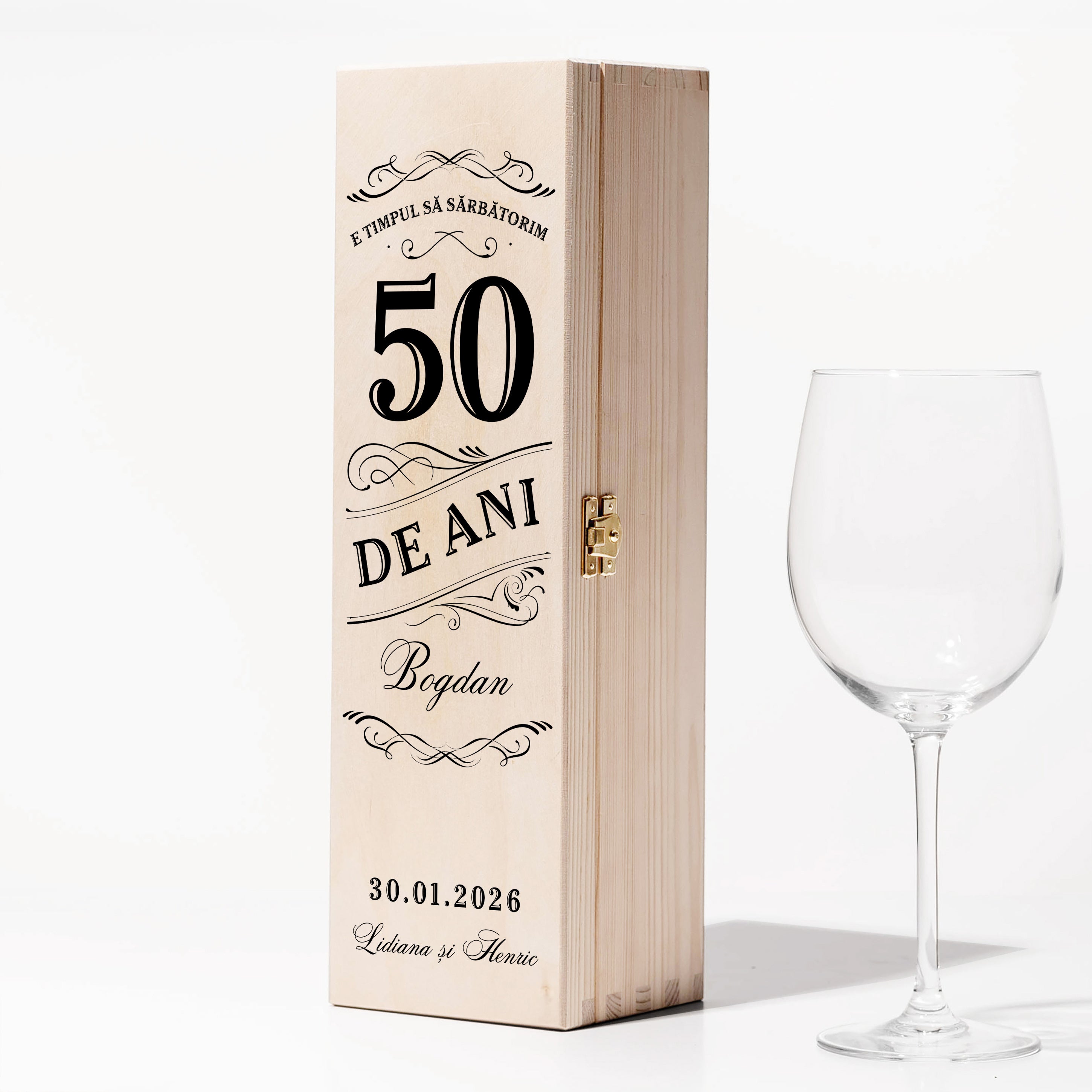 Skrzynka na wino na 50 urodziny drewniana skrzynka na wino prezent na 50 urodziny