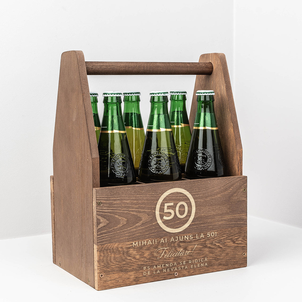 Personalizowane nosidło do piwa - prezent z okazji 50 urodzin nosidło na piwo z grawerem gadżet dla piwosza