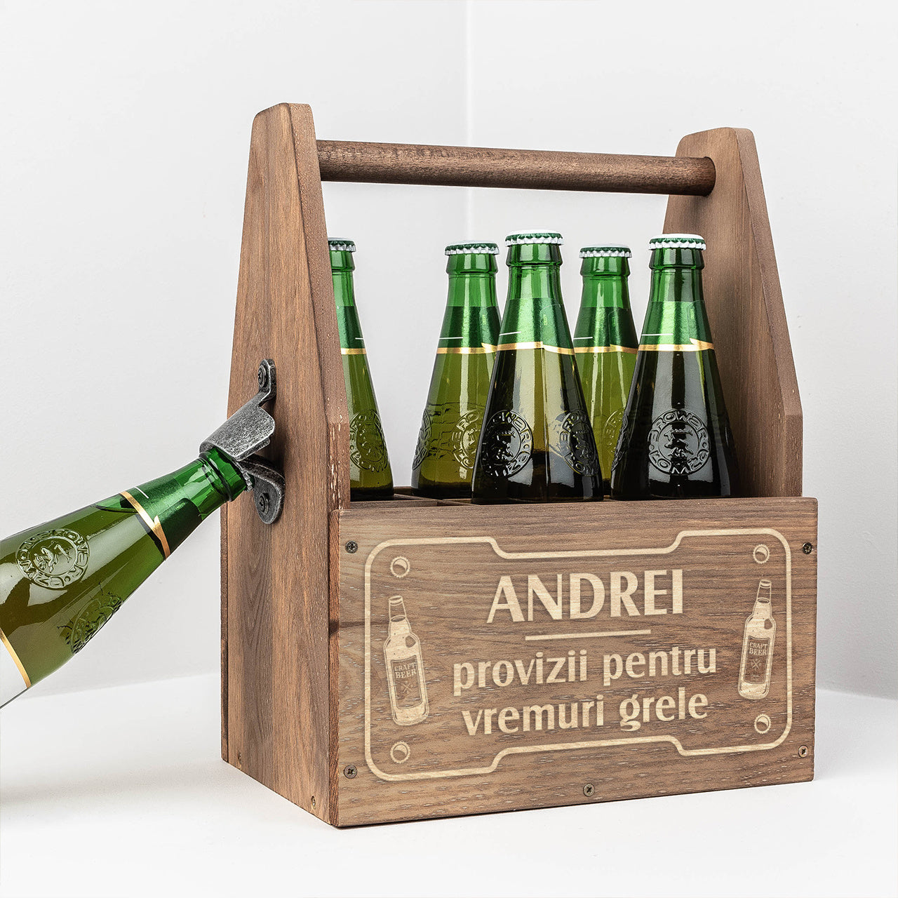 Grawerowane nosidło na piwo dla mężczyzny skrzynka na piwo prezent dla chłopaka prezent dla piwosza