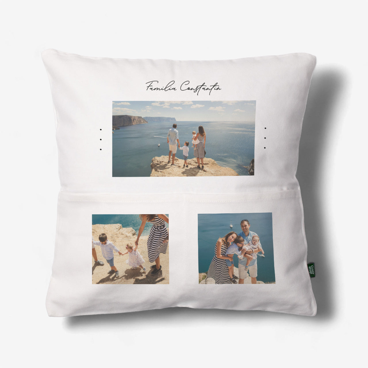 Pernă cu fotografii și buzunare – cadou pentru o persoană dragă