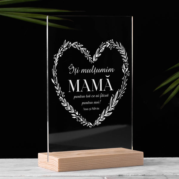 Placă din plexiglas - cadou de mulțumire pentru mama