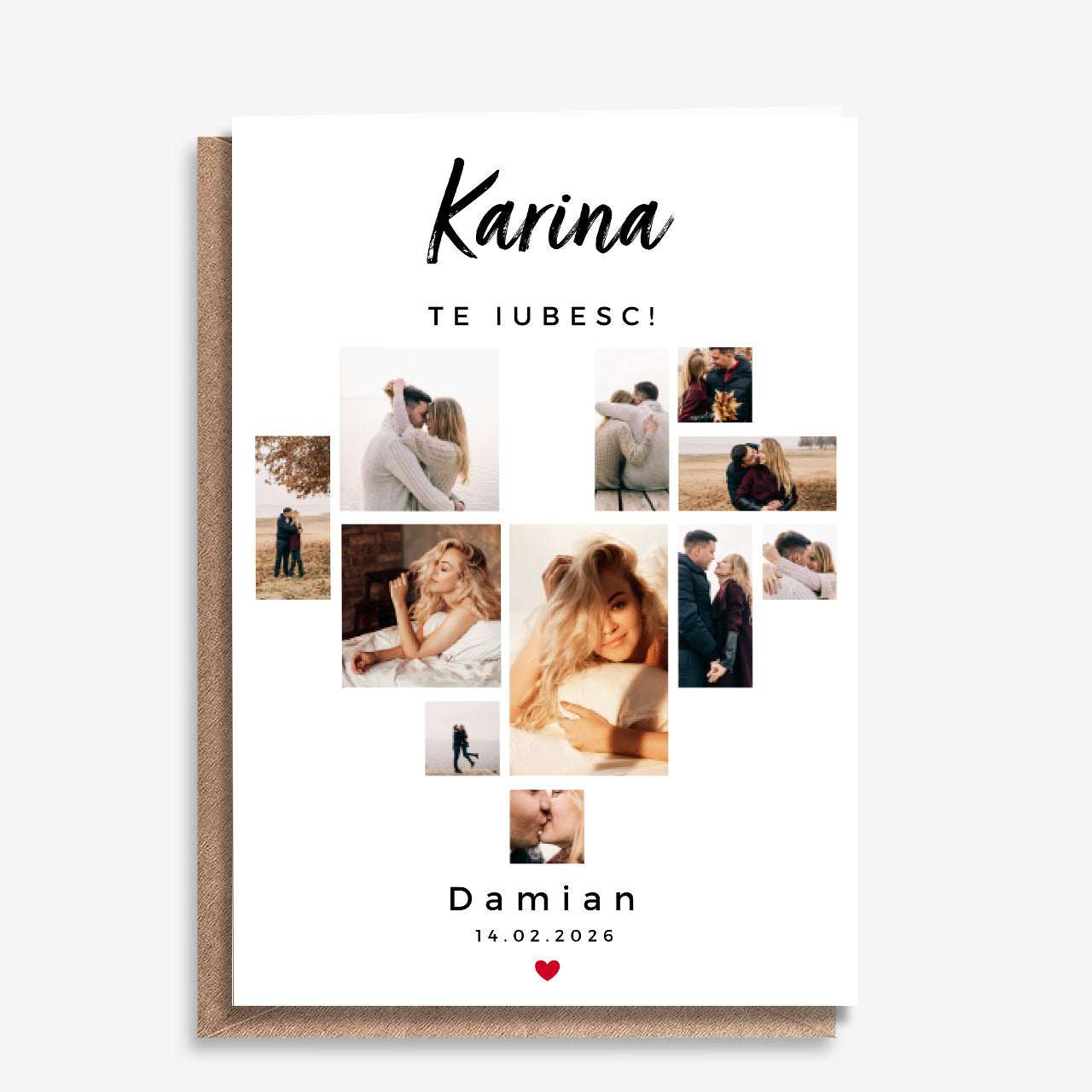 Walentynkowa kartka ze zdjęciami Serce kartka walentynkowa upominek na walentynki upominek walentynkowy