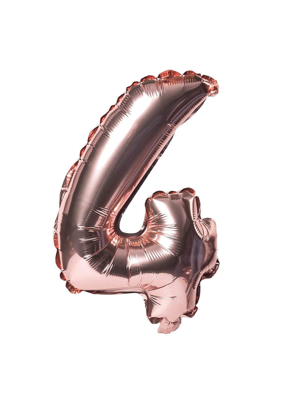 Balon din folie pentru aer CIFRĂ 4 rose gold