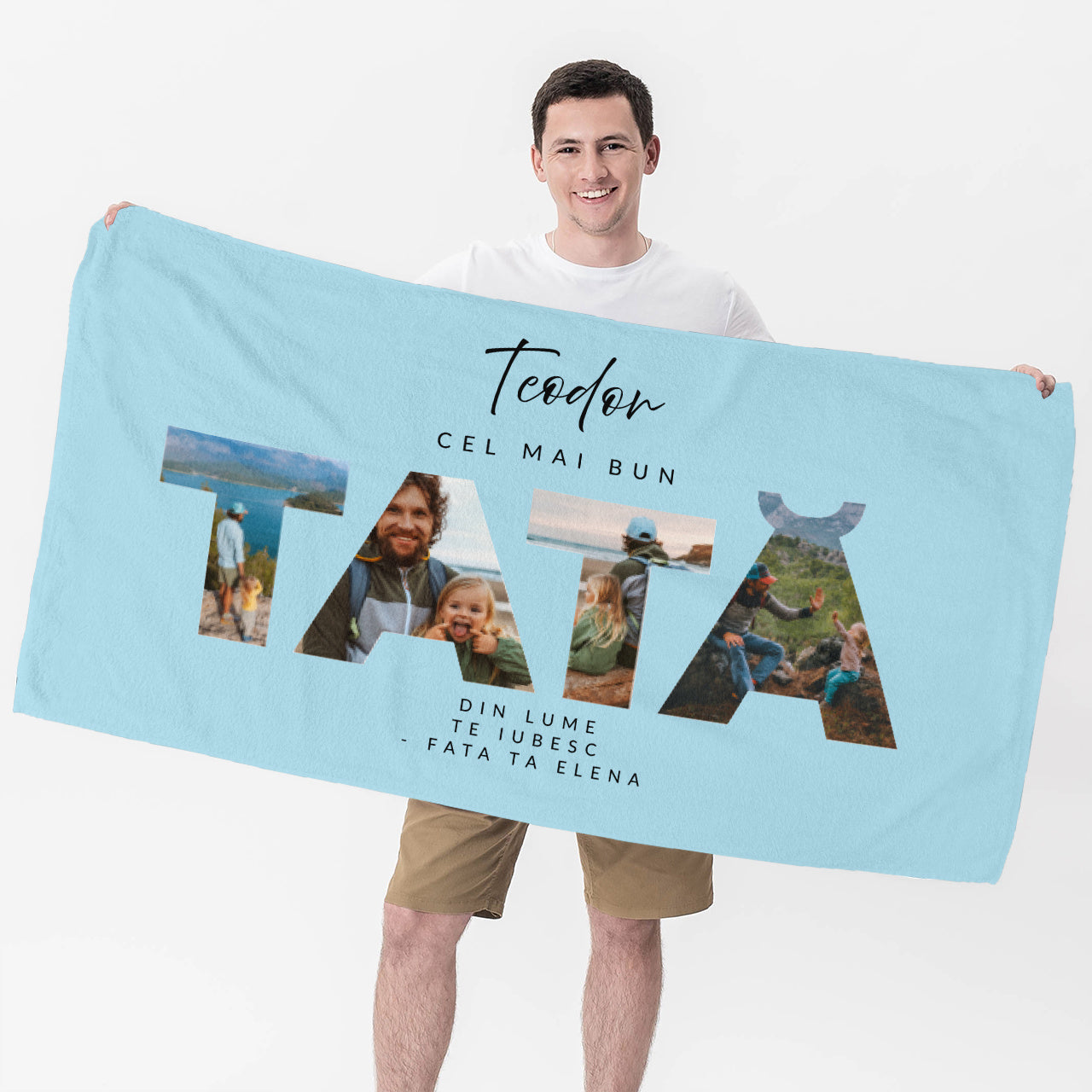 Prosop personalizat cu fotografii — cadou original de Ziua Tatălui