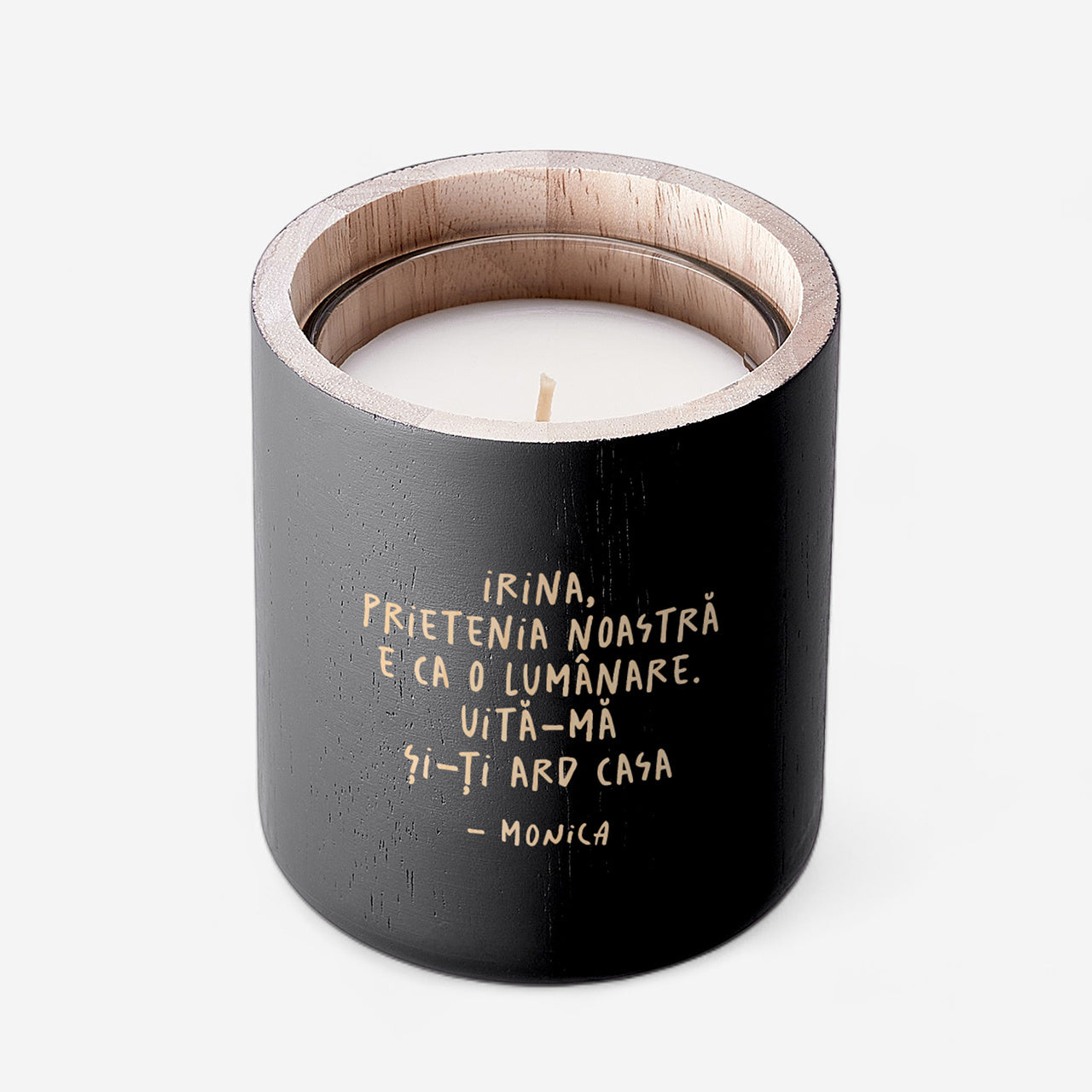 Lumânare gravată pentru prietenă - Îți dau foc la casă