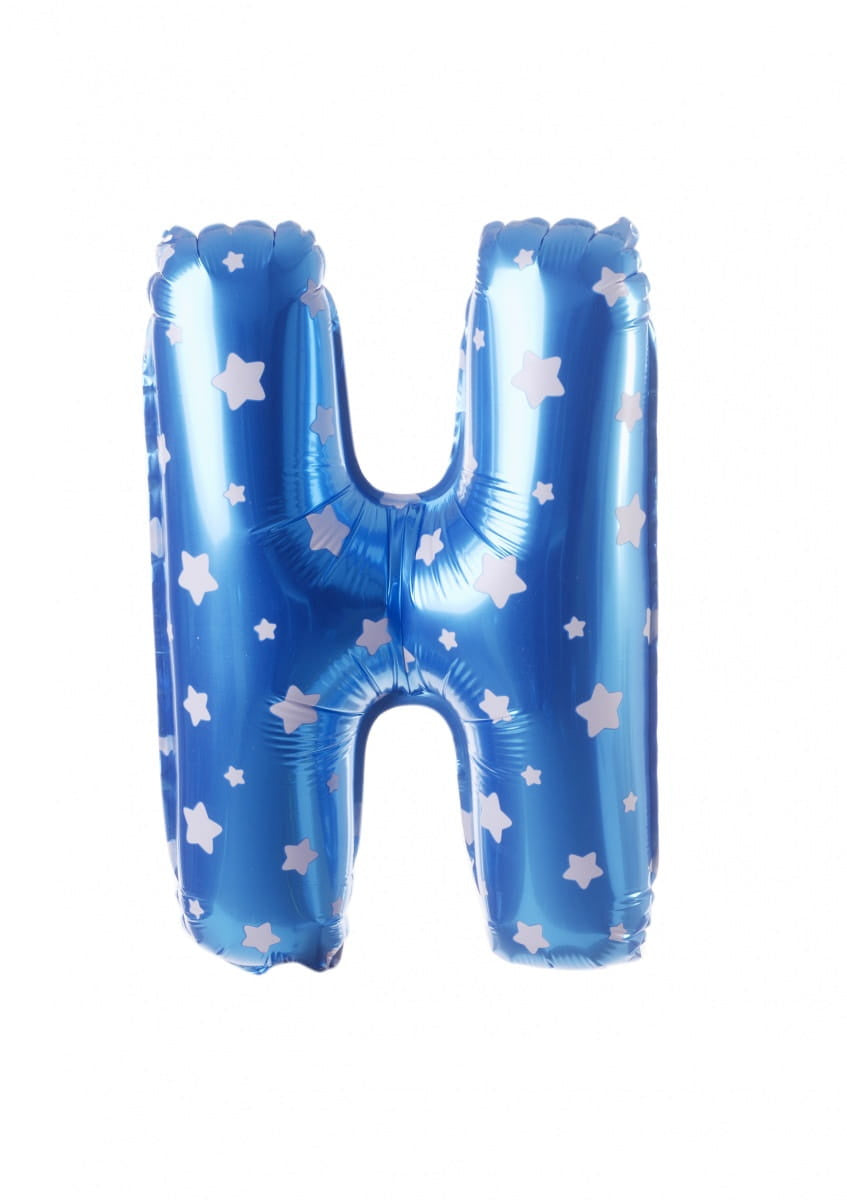 Balon din folie pentru aer LITERĂ H bleu 40 cm