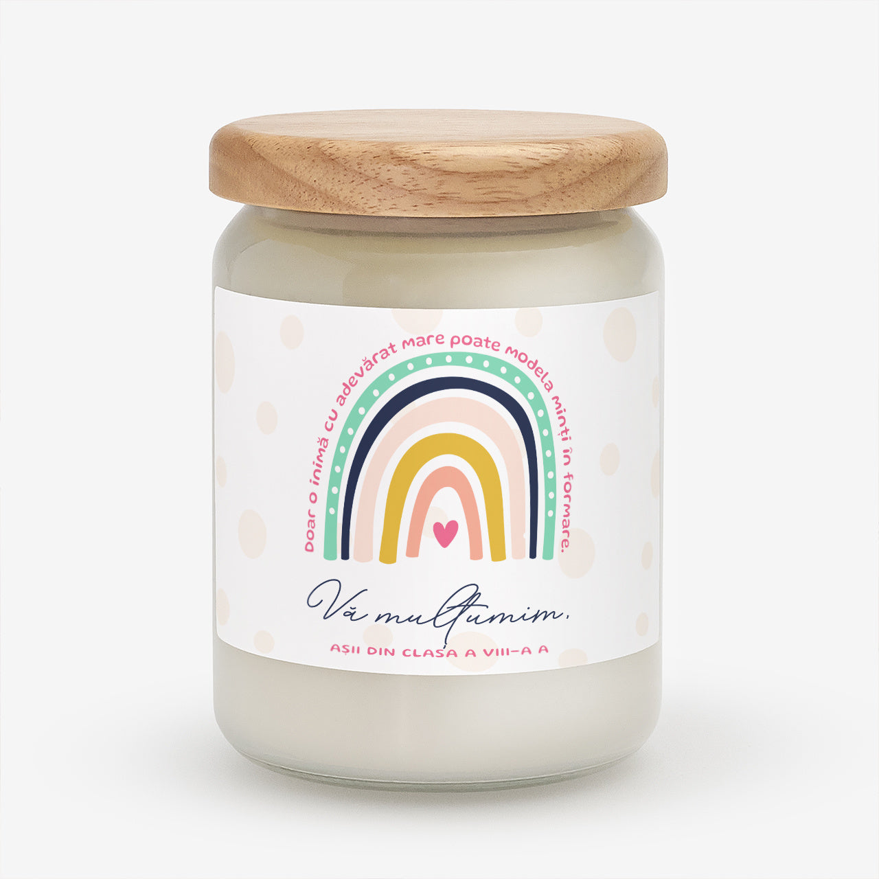 Lumânare personalizată – cadou pentru învățătoare la sfârșit de an