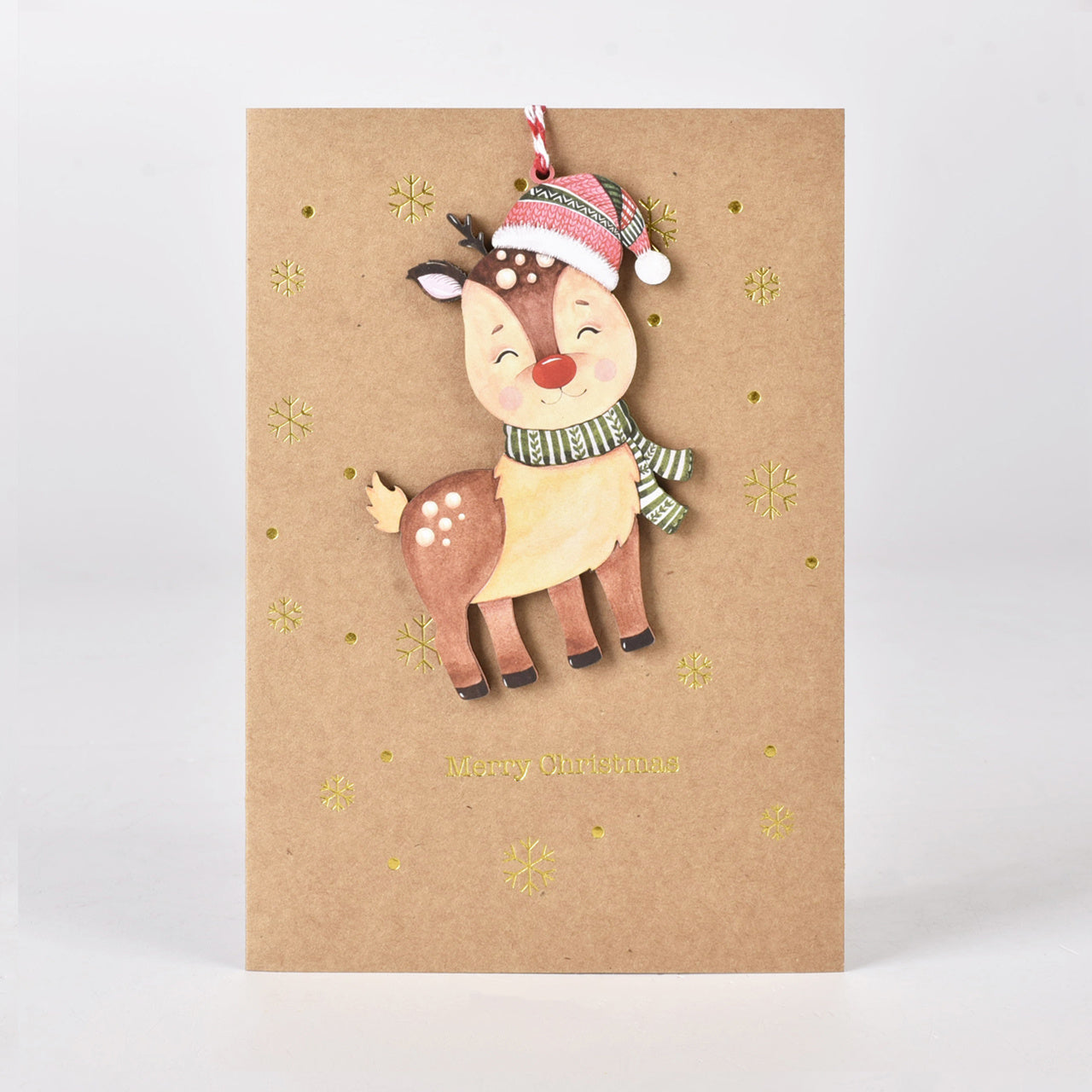 Kartka świąteczna z reniferem + drewniana zawieszka świąteczne kartki świąteczna kartka kartka na święta