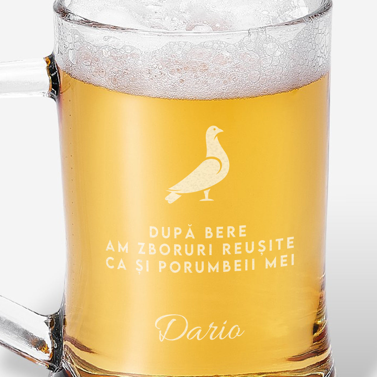 Halba gravată pentru columbofil