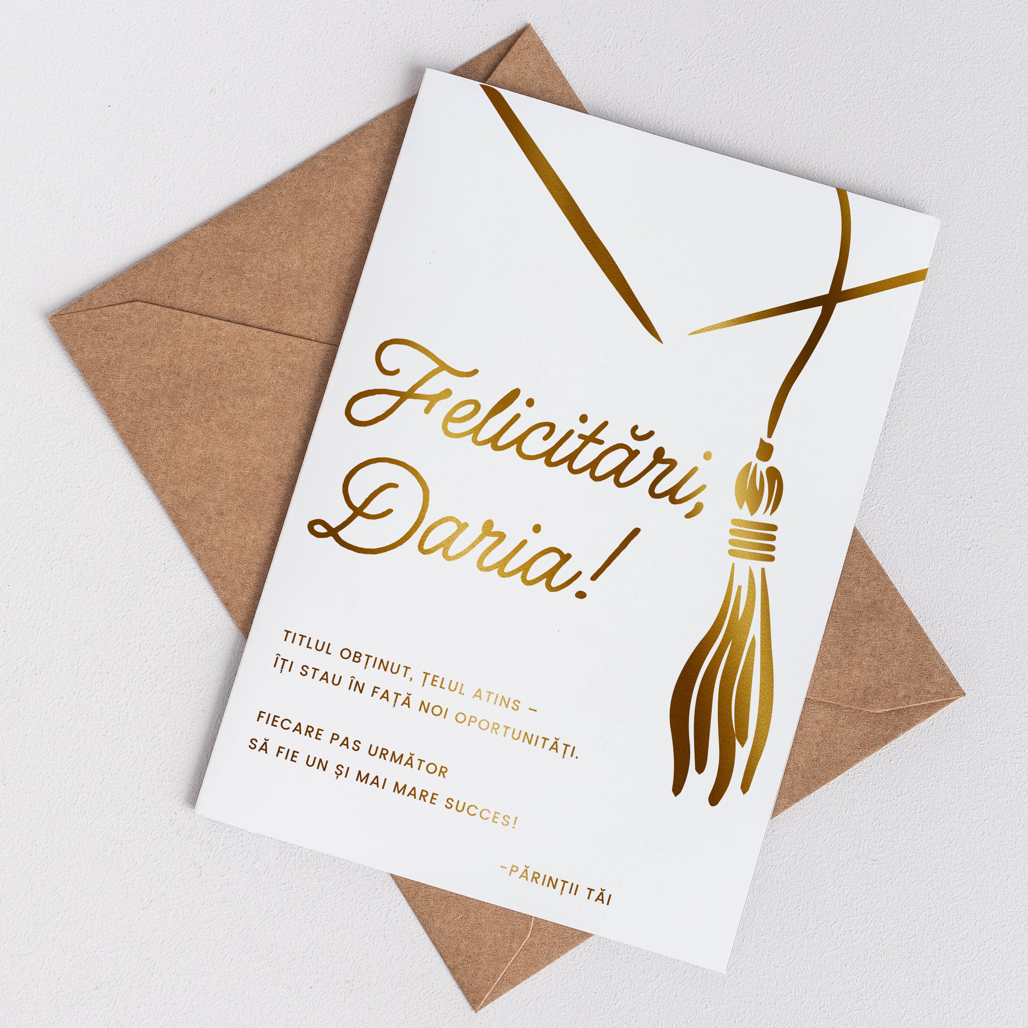 Kartka ze złoceniem na zakończenie studiów prezent na zakończenie studiów kartka z nadrukiem