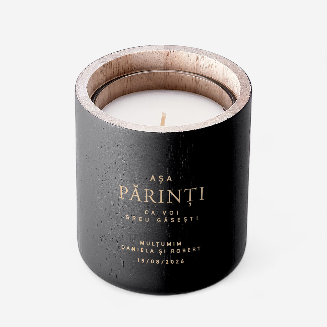 Lumânare cu mesaj de mulțumire pentru părinți