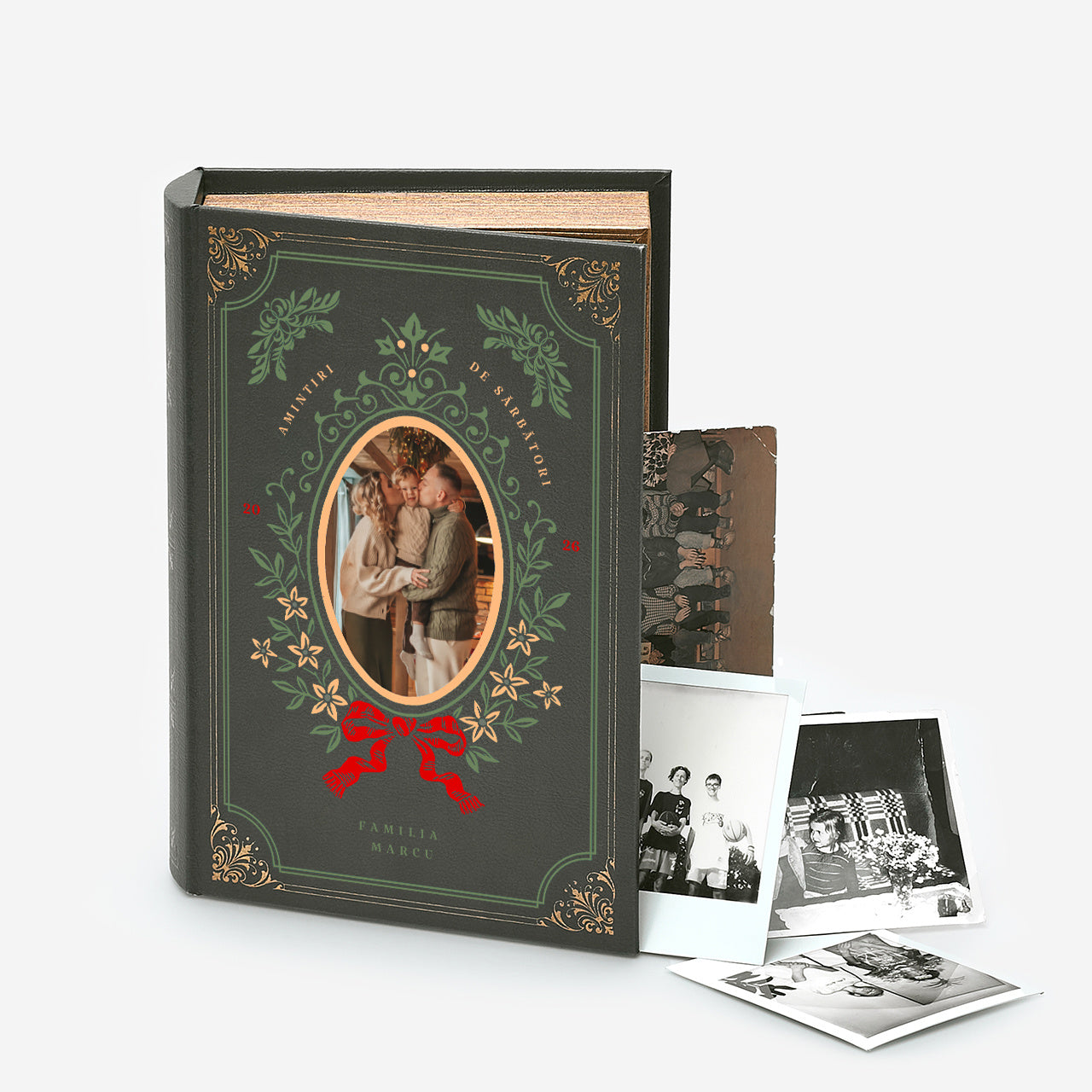 Cutie pentru fotografii de Crăciun – cadou elegant de sărbători pentru familie