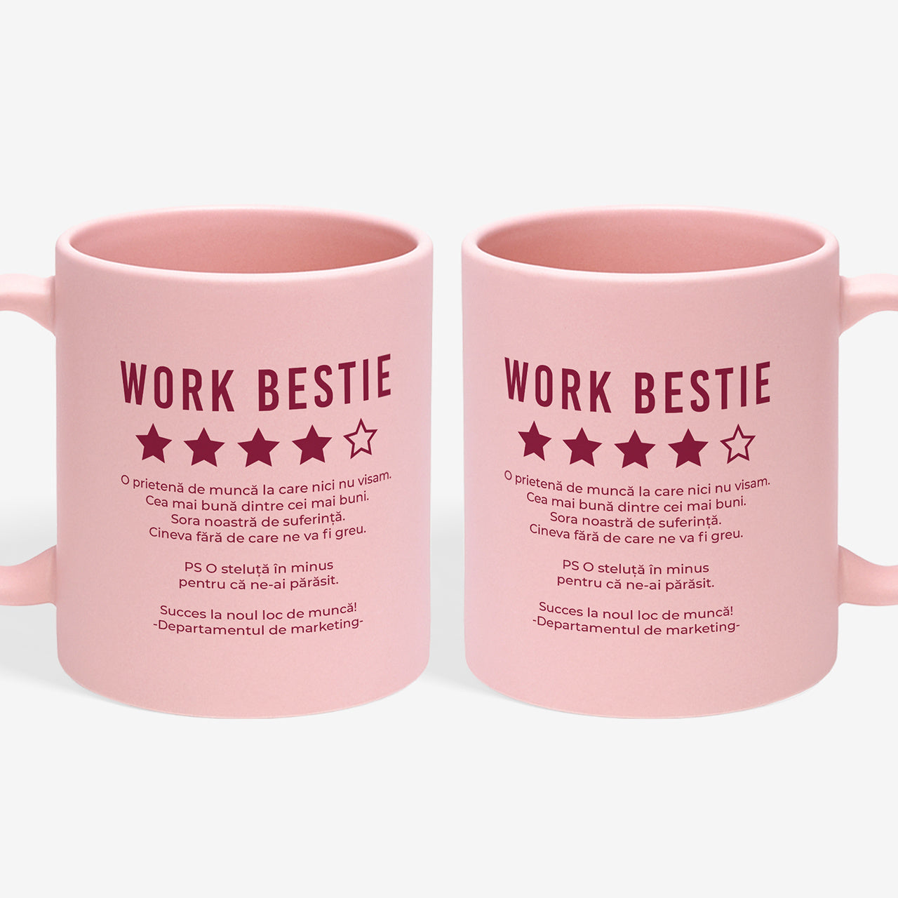 Różowy kubek na odejście z pracy dla koleżanki - Work Bestie prezent dla koleżanki prezent na pożegnanie