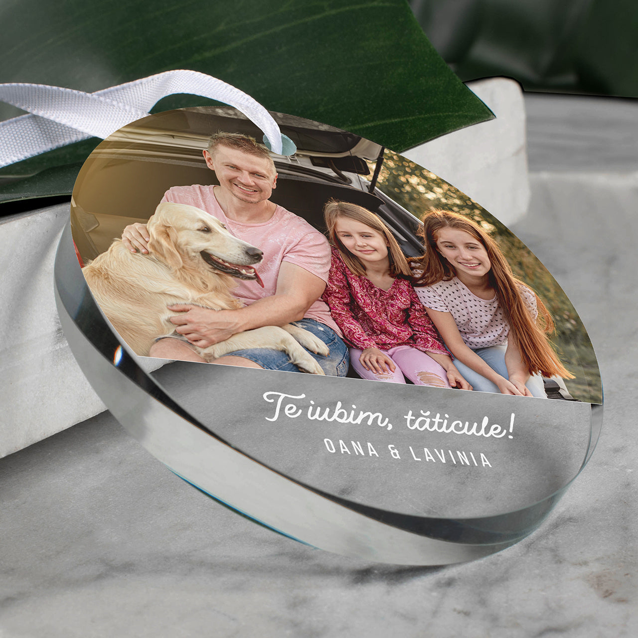 Pandantiv din sticlă cu fotografie – cadou pentru tata