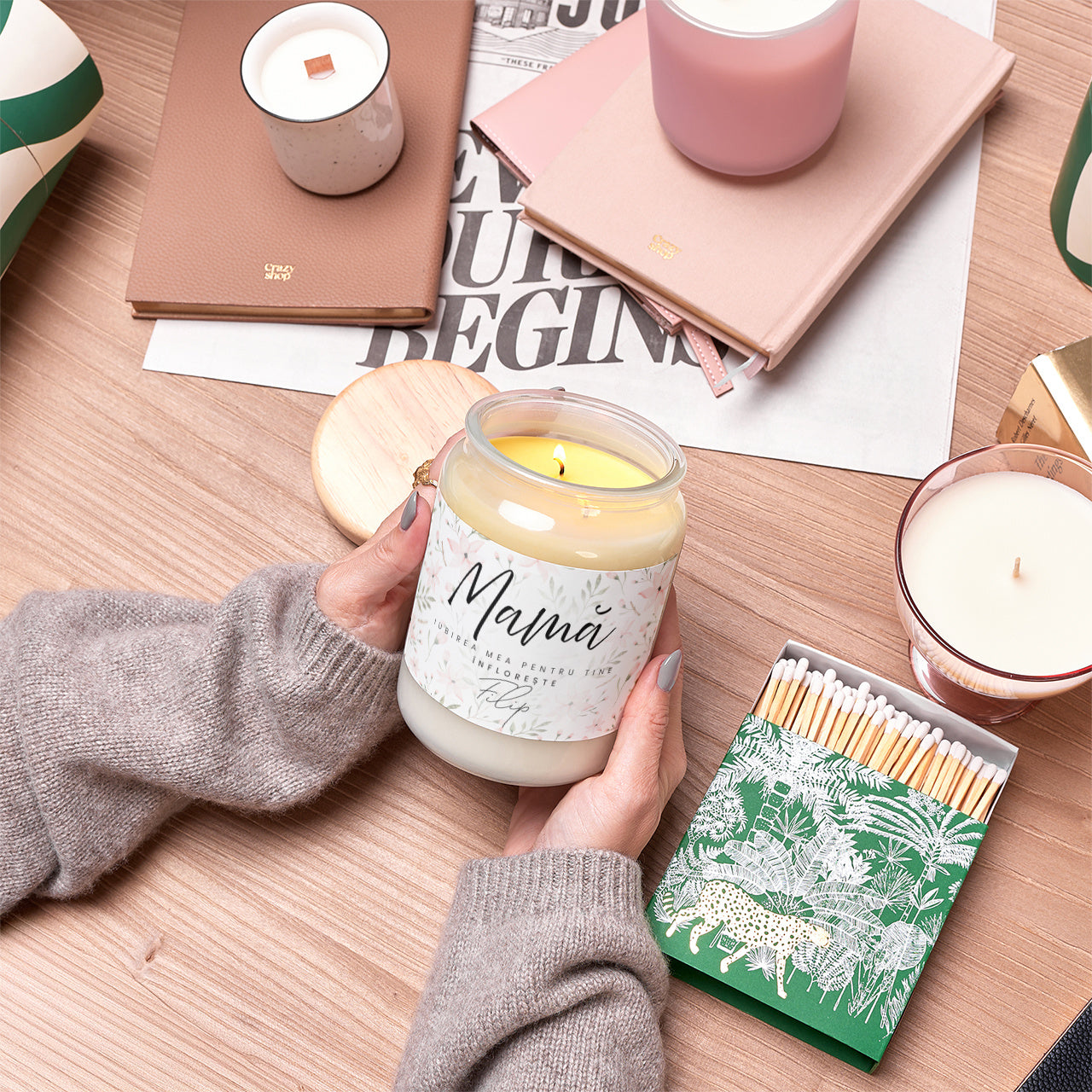 Lumânare personalizată pentru mamă – Dragostea mea înflorește