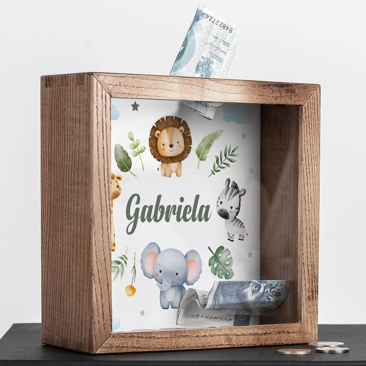 Skarbonka dziecięca – Safari skarbonka dla dziecka skarbonka personalizowana prezent dla dziecka