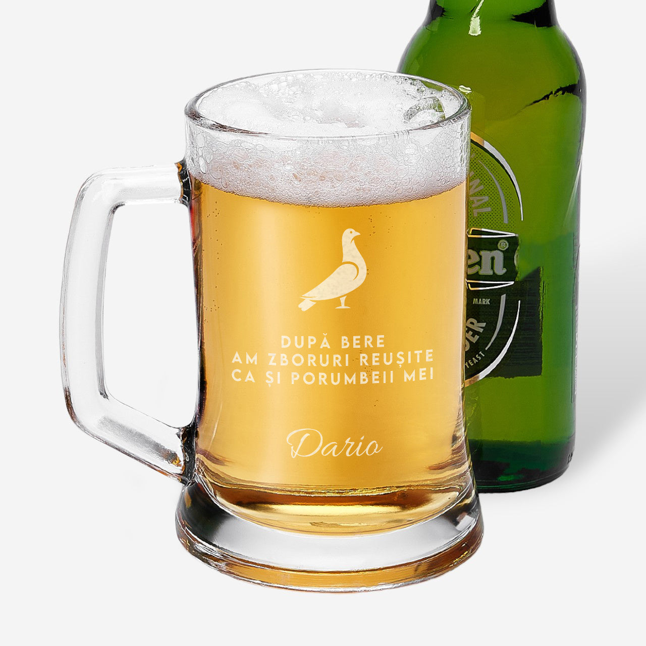 Halba gravată pentru columbofil