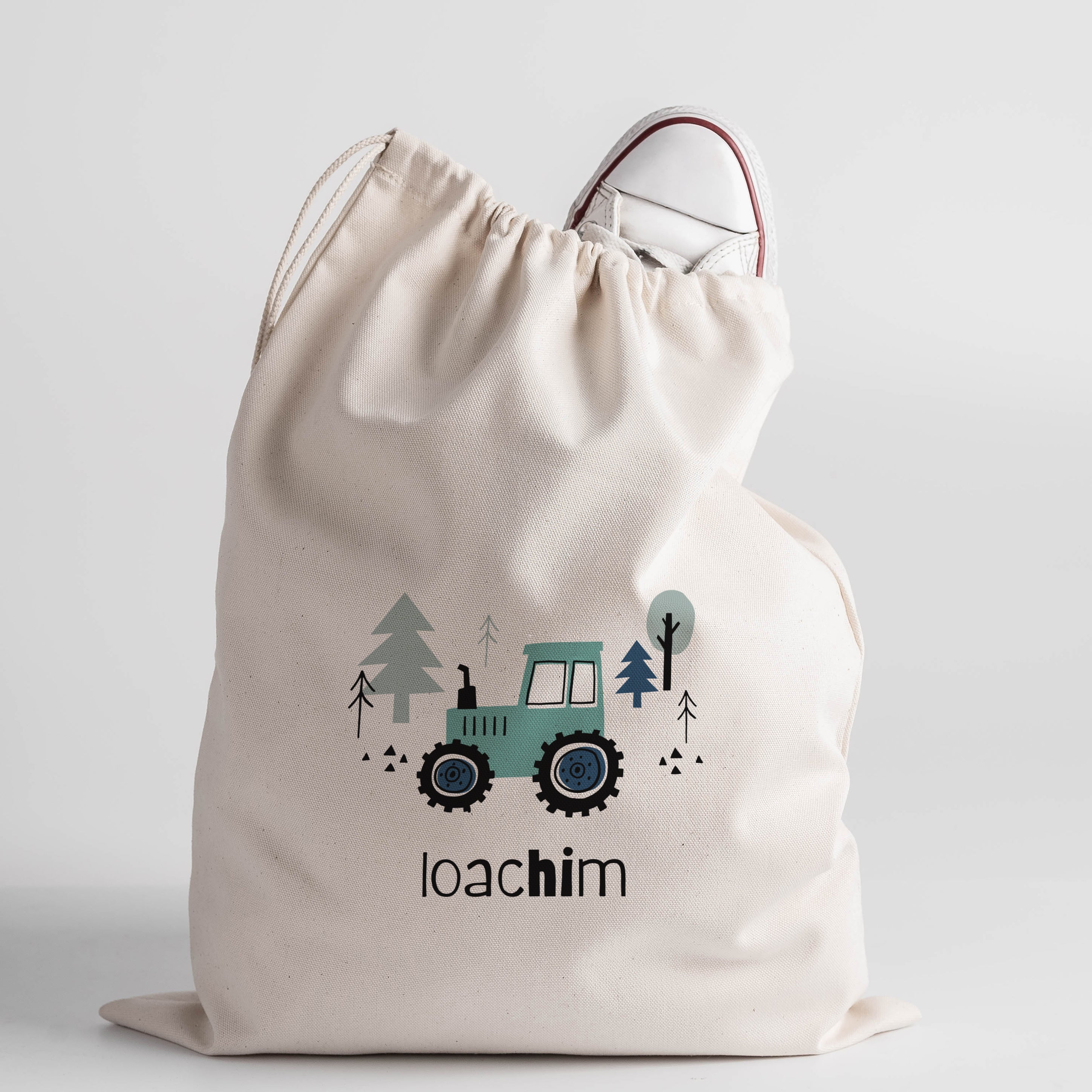 Săculeț pentru grădiniță cu nume – Tractor