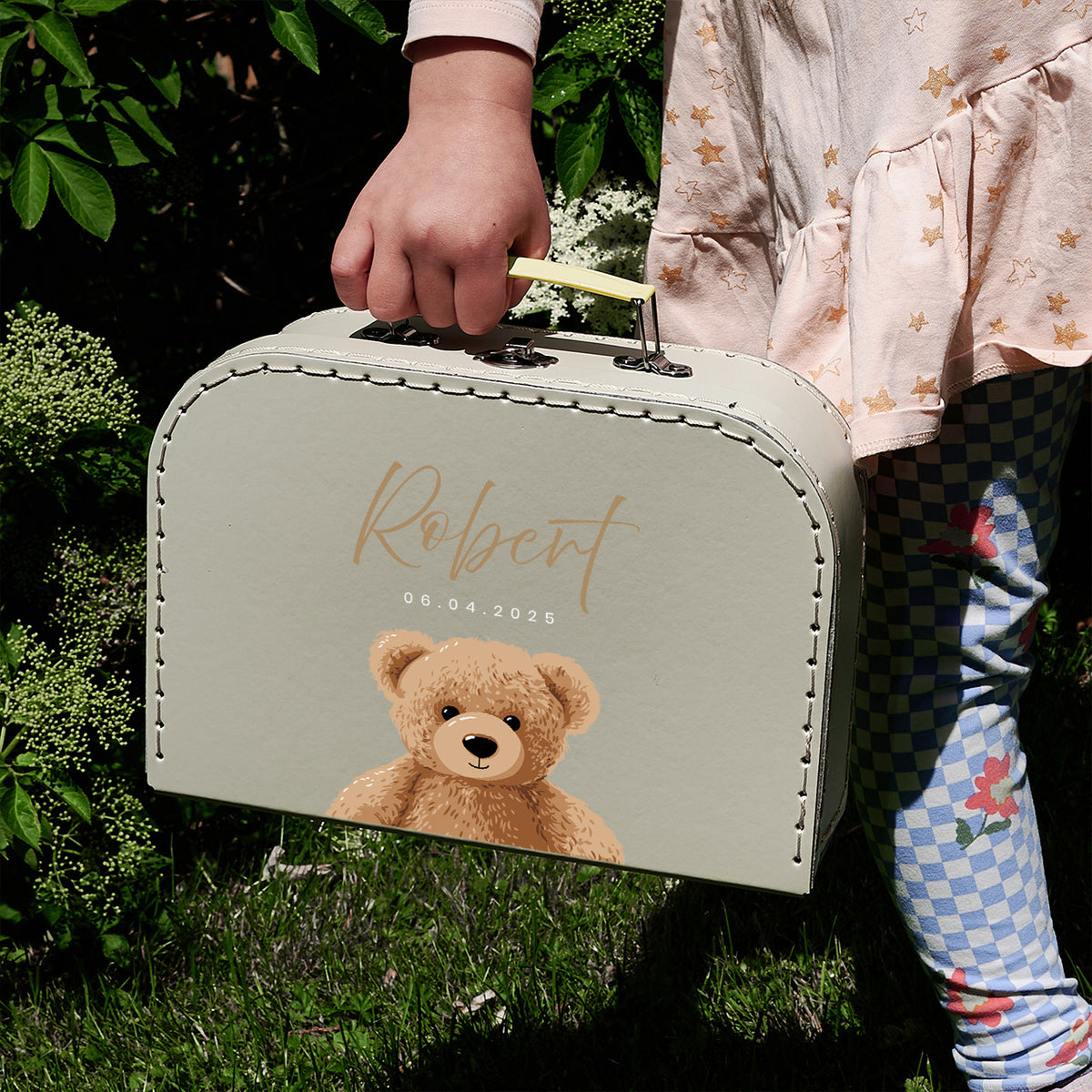Kuferek dla dziecka Miś personalizowany kuferek z misiem na zabawki prezent dla dziecka