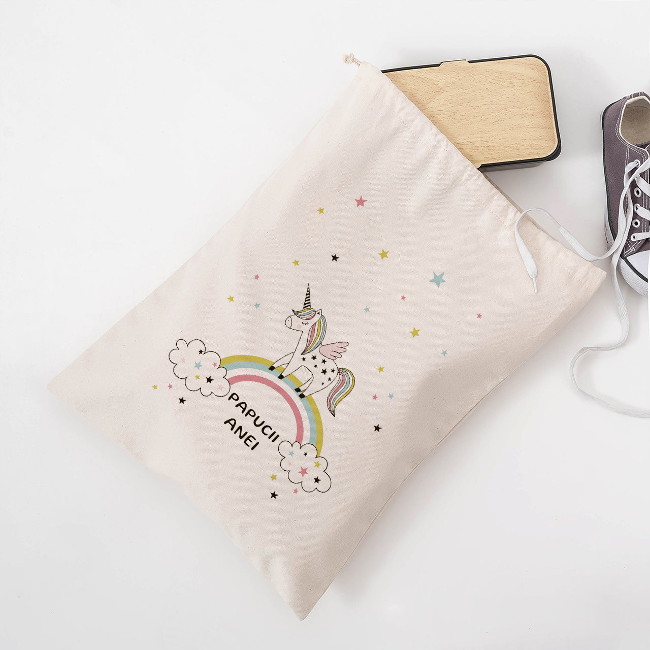 Săculeț pentru papuci de grădiniță – cadou pentru fetiță