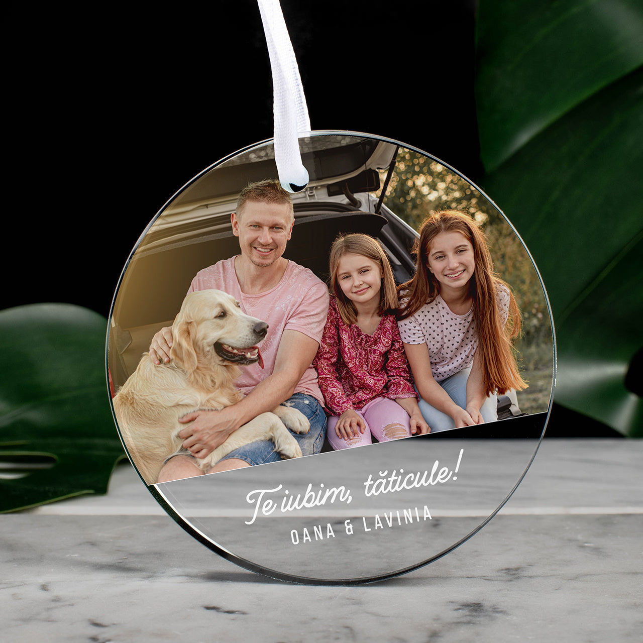 Pandantiv din sticlă cu fotografie – cadou pentru tata