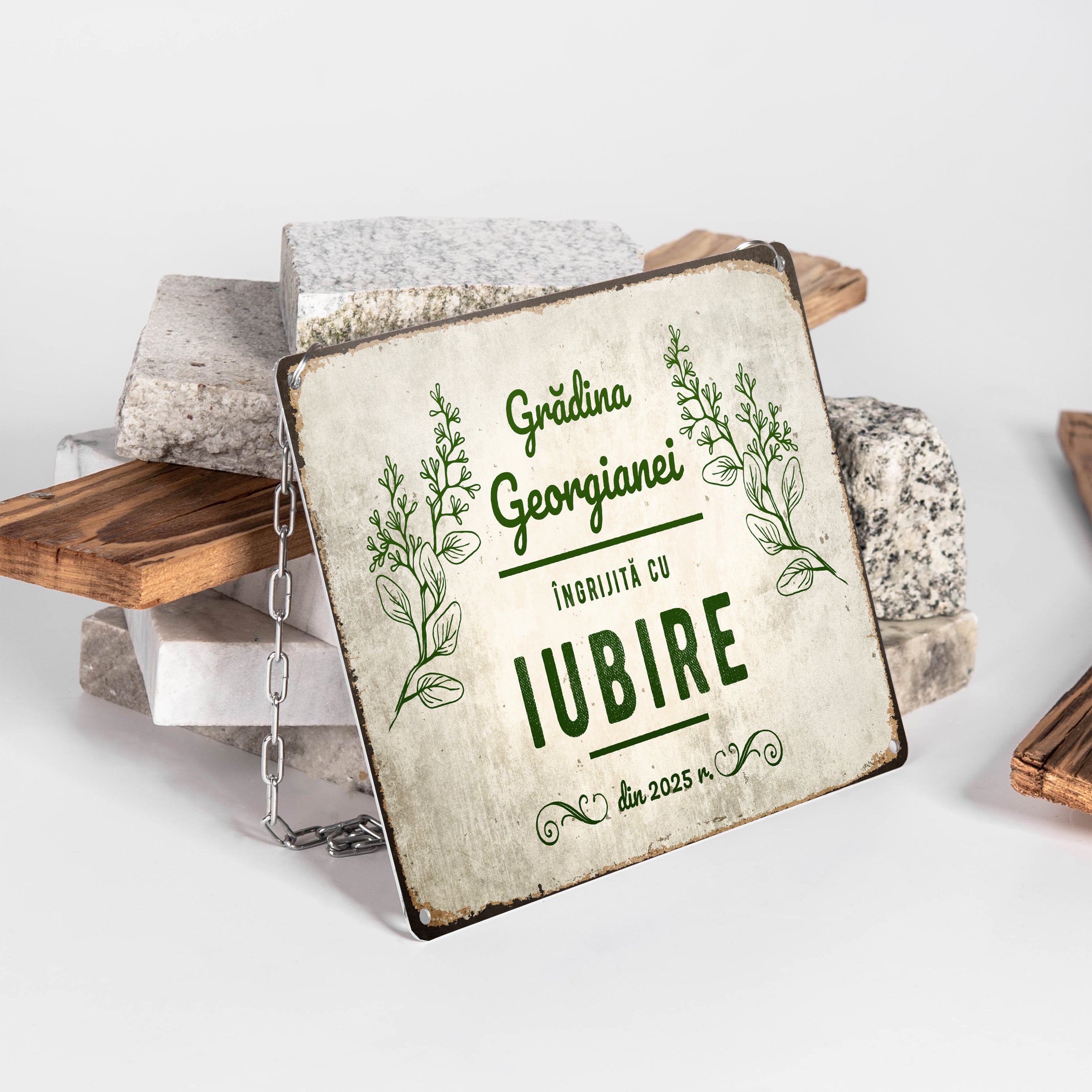 Plăcuță decorativă personalizată pentru grădină