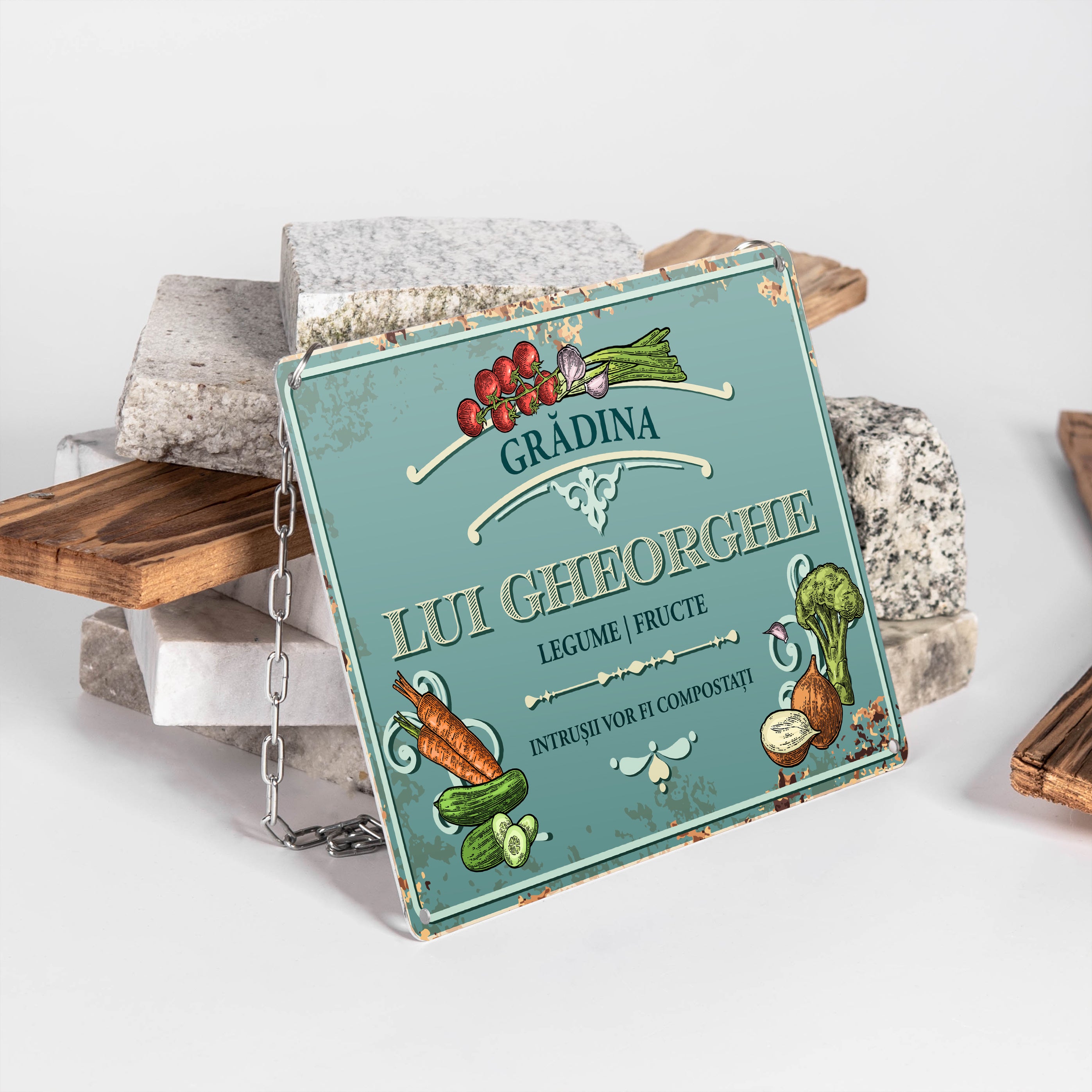 Plăcuță cadou pentru grădinar – grădină de la parcelă