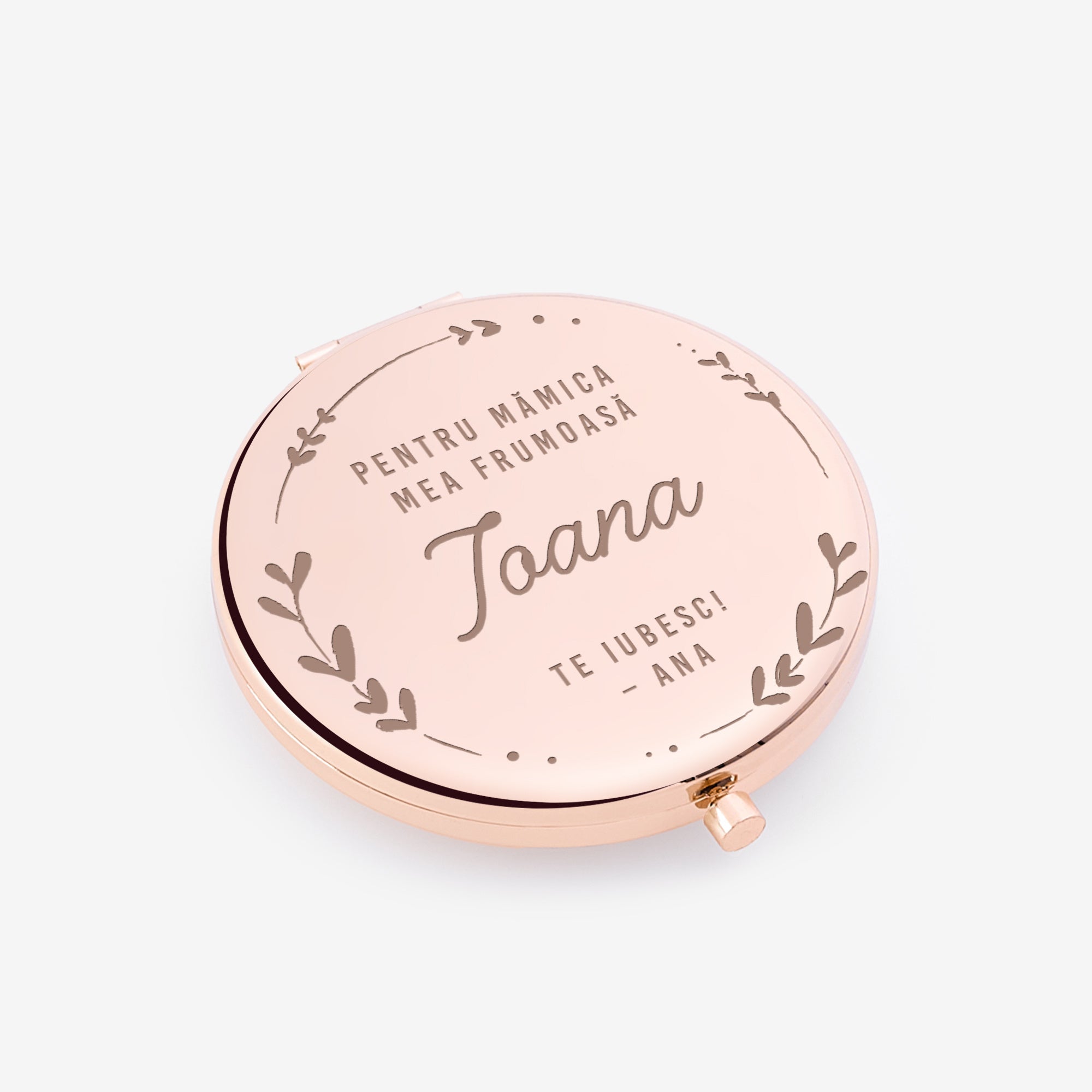 Lusterko grawerowane dla mamy - różowe złoto prezent dla mamy lusterko z grawerem